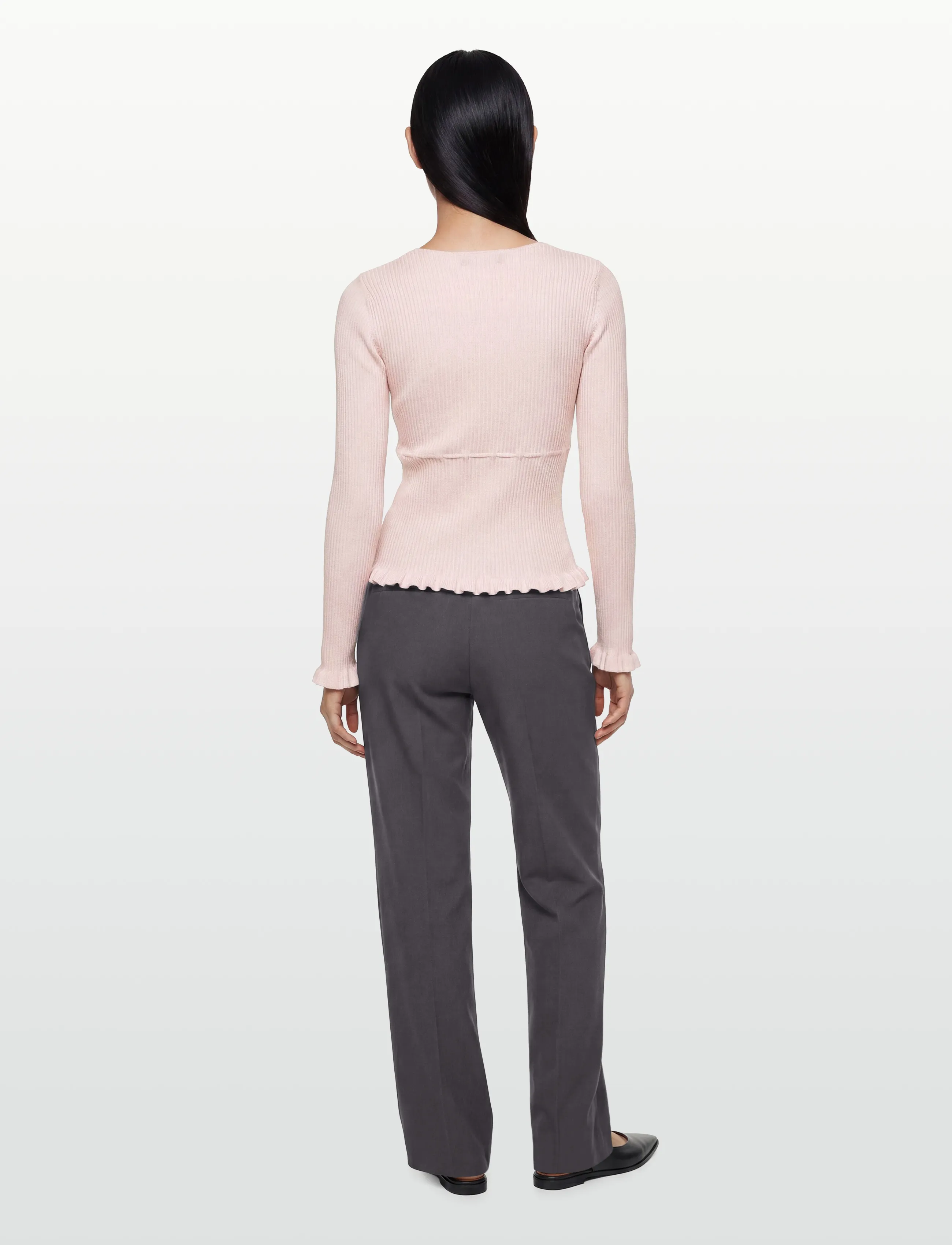 Gina Tricot - Knitted frill top - pikkade varrukatega alussärgid - pink - 4