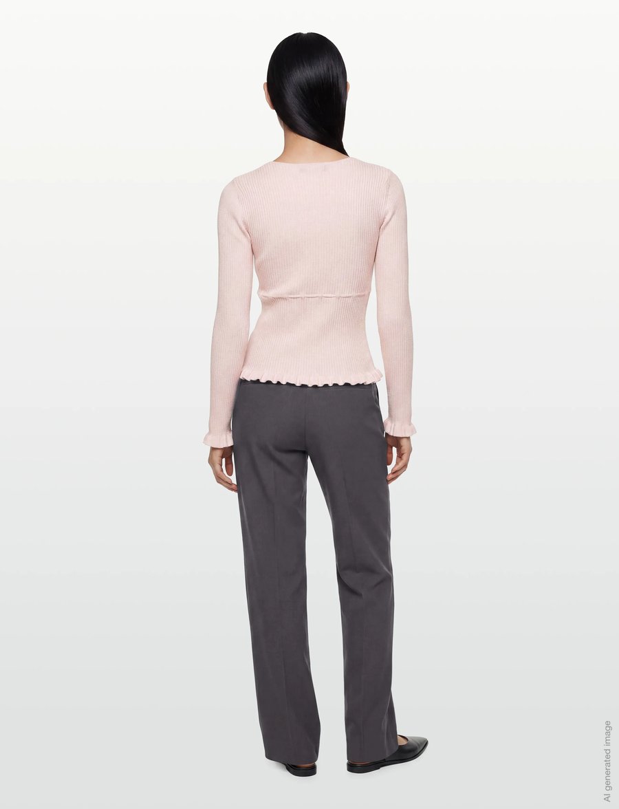 Gina Tricot - Knitted frill top - langærmede toppe - pink - 4