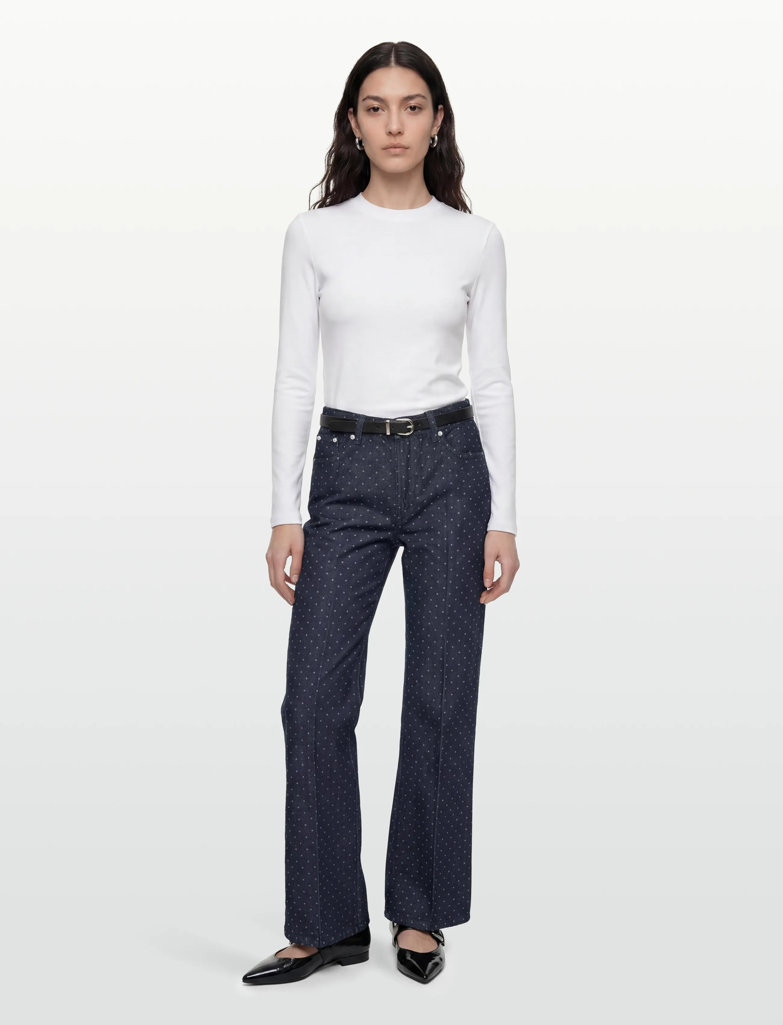 Gina Tricot Polka Dot Jeans, 42, Navy, Jeans > Vidde, Dame