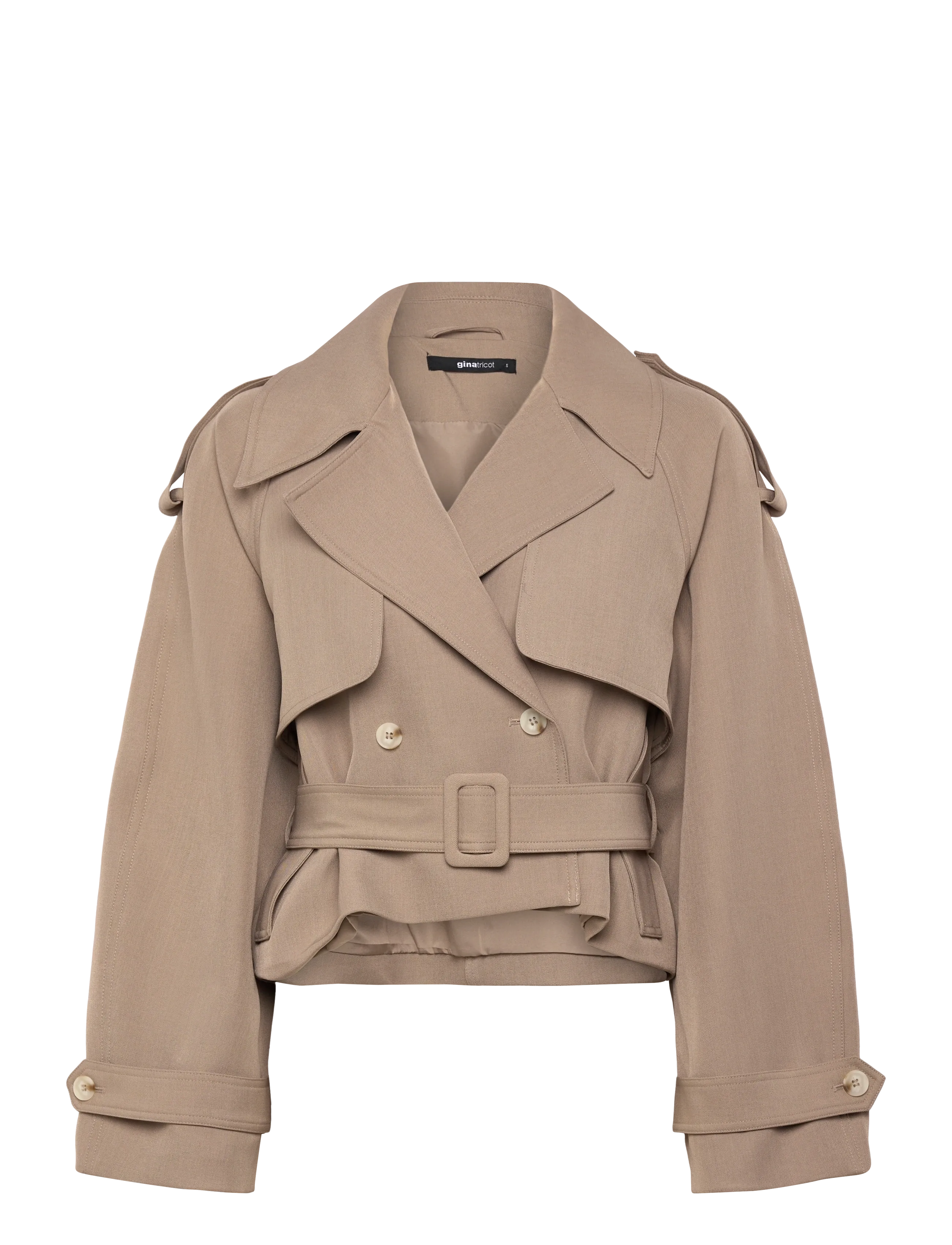 Gina Tricot Short belted trench coat - Hverdags stil - SAND BEIGE (7530) / beige