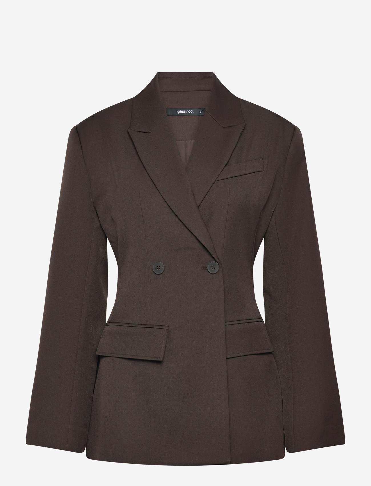 Gina Tricot - Shaped blazer - dubbelknäppta kavajer - dark brown (7180) - 0