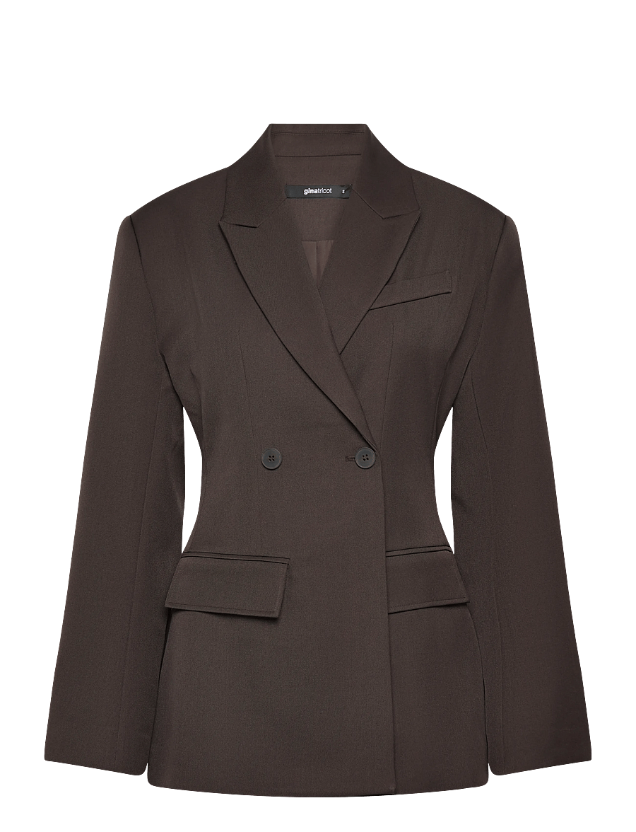 Gina Tricot - Shaped blazer - dubbelknäppta kavajer - dark brown (7180) - 1