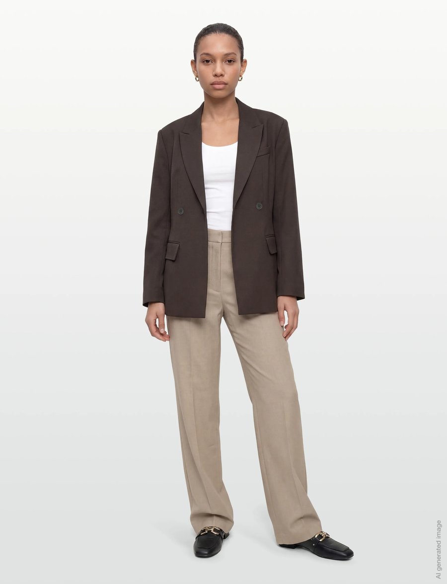 Gina Tricot - Shaped blazer - dubbelknäppta kavajer - dark brown (7180) - 0