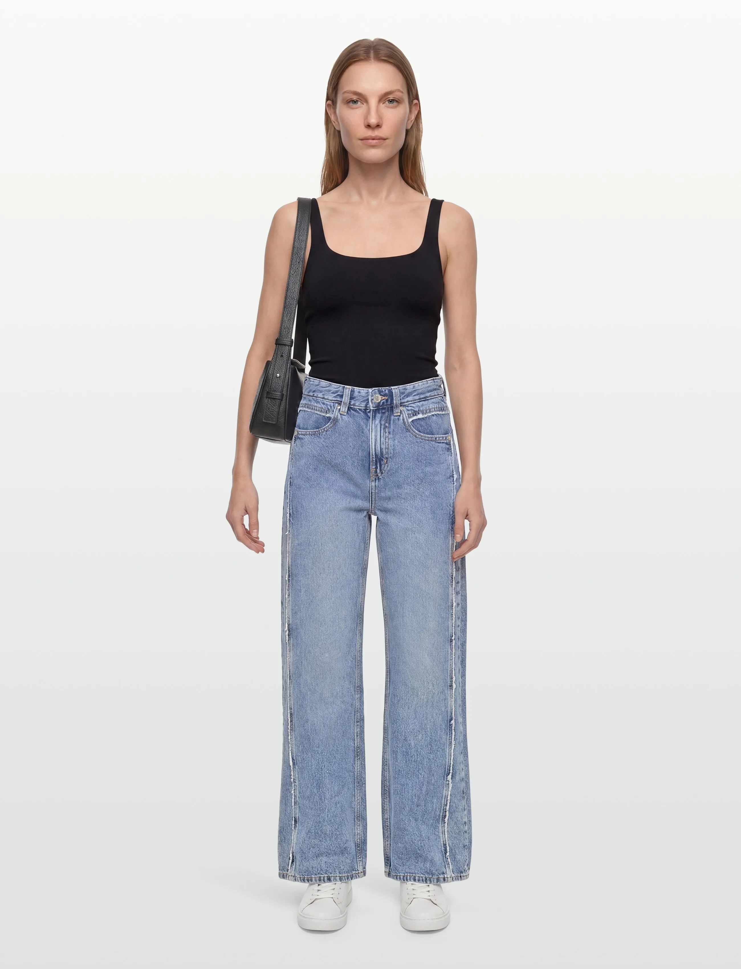 Gina Tricot Fringe Seam Jeans, 40, Blau - Wide, Frauen