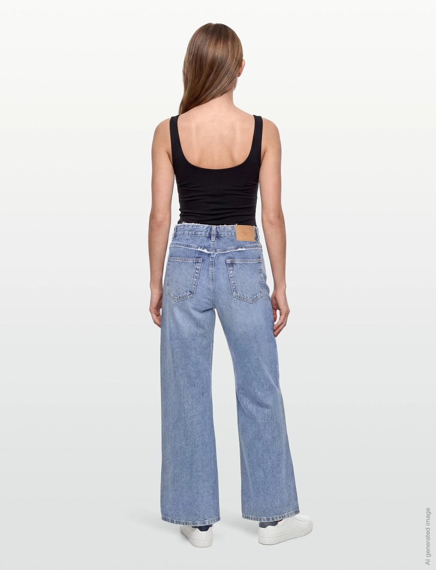 Gina Tricot - Fringe seam jeans - laia säärega teksad - blue - 4