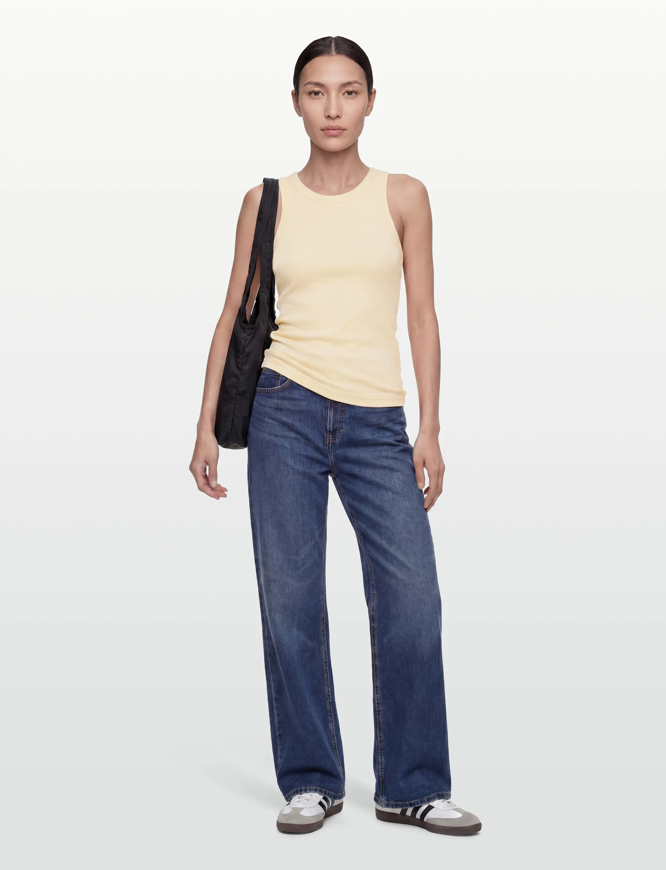 Gina Tricot Basic Rib Tank, XS, T-shirts & Oberteile, Gelb - Sleeveless, Frauen