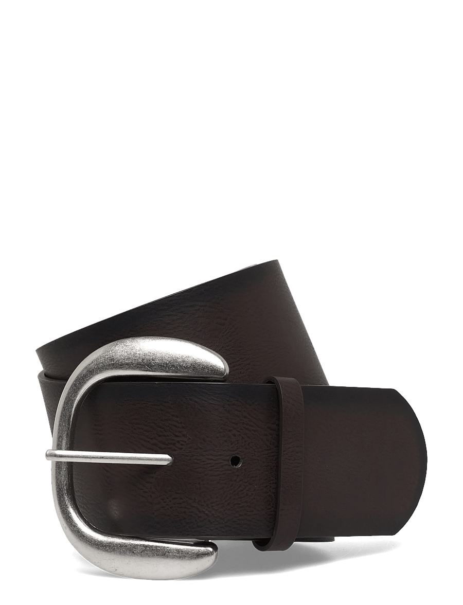 Gina Tricot - Large buckle belt - bælter til taljen - dk brown/silver (7483) - 0
