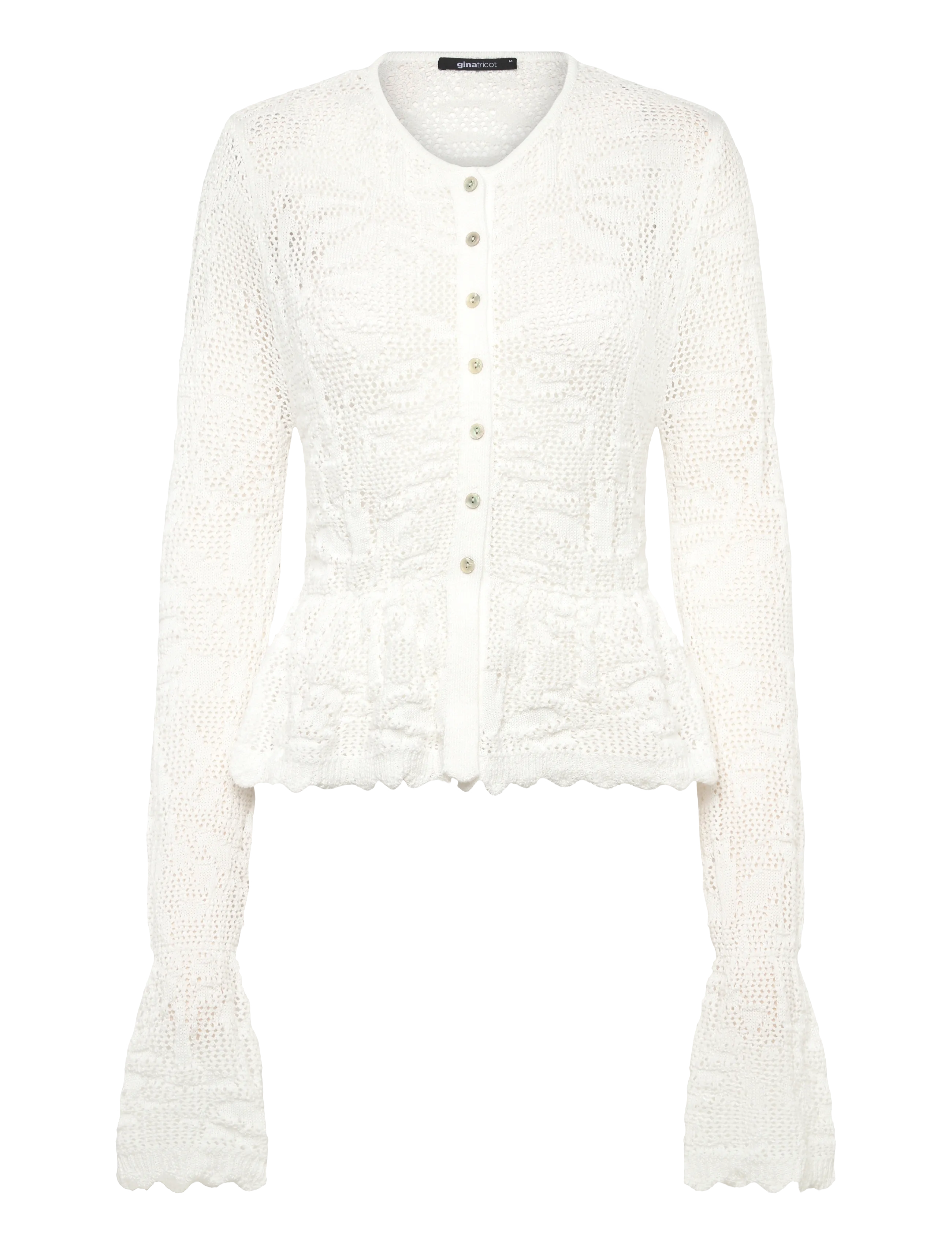 Gina Tricot Knitted crochet cardigan - Swedish brands - GARDENIA (1496) / white