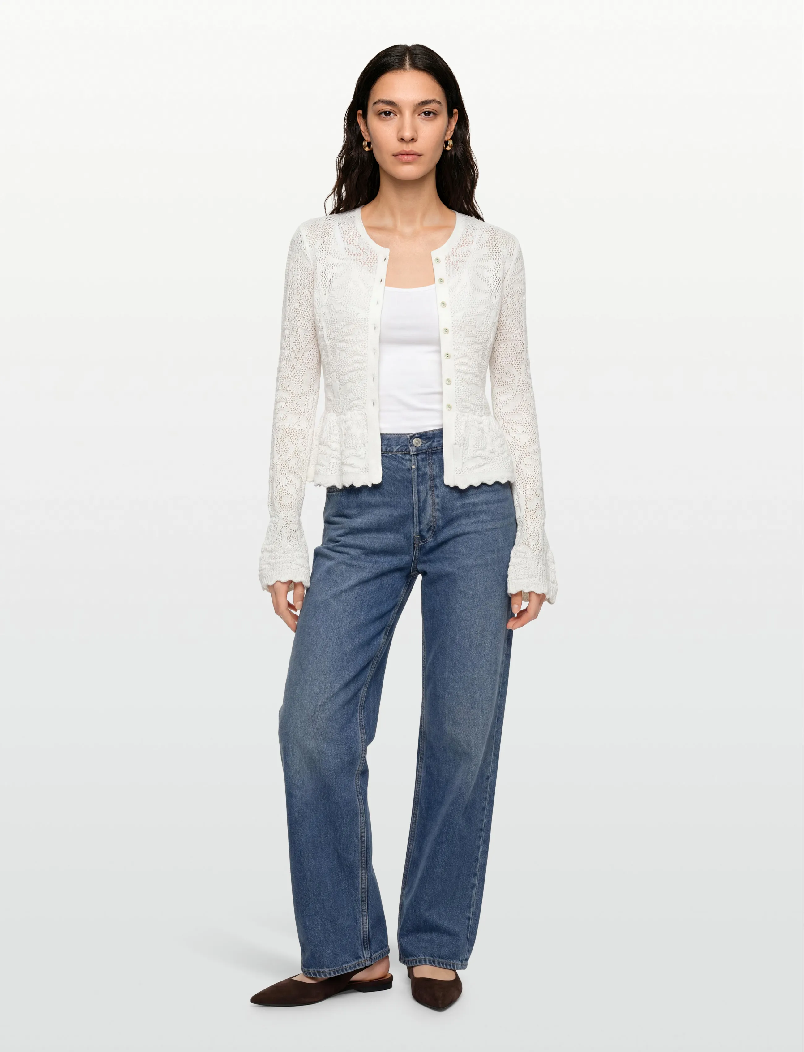Gina Tricot - Knitted crochet cardigan - gardenia (1496) - 0