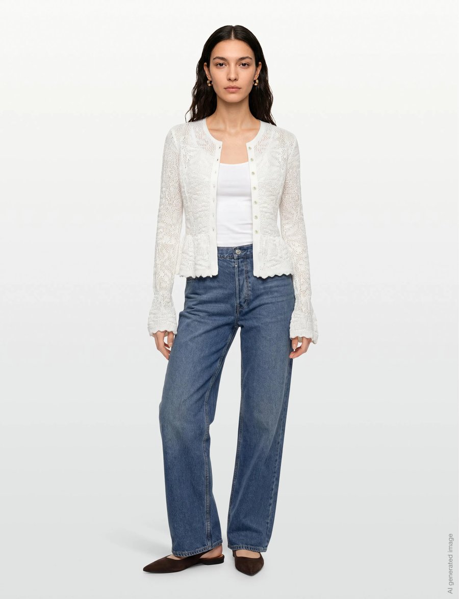 Gina Tricot - Knitted crochet cardigan - gardenia (1496) - 0