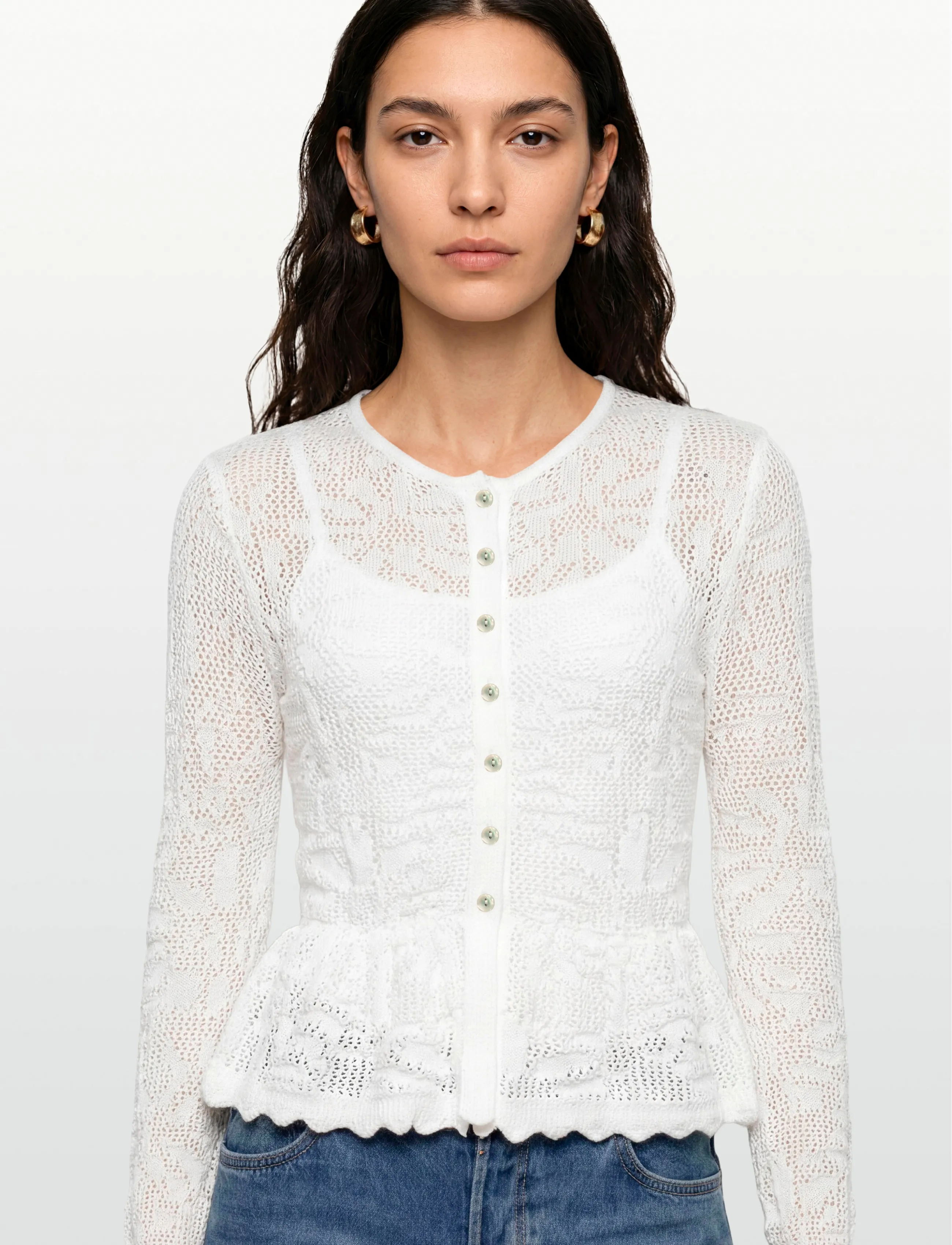 Gina Tricot - Knitted crochet cardigan - gardenia (1496) - 3