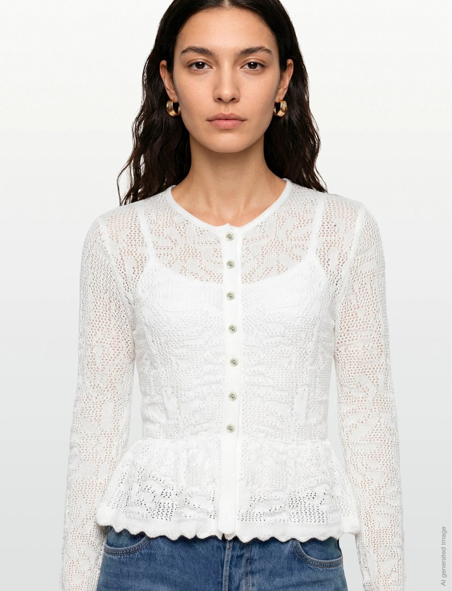 Gina Tricot - Knitted crochet cardigan - gardenia (1496) - 3