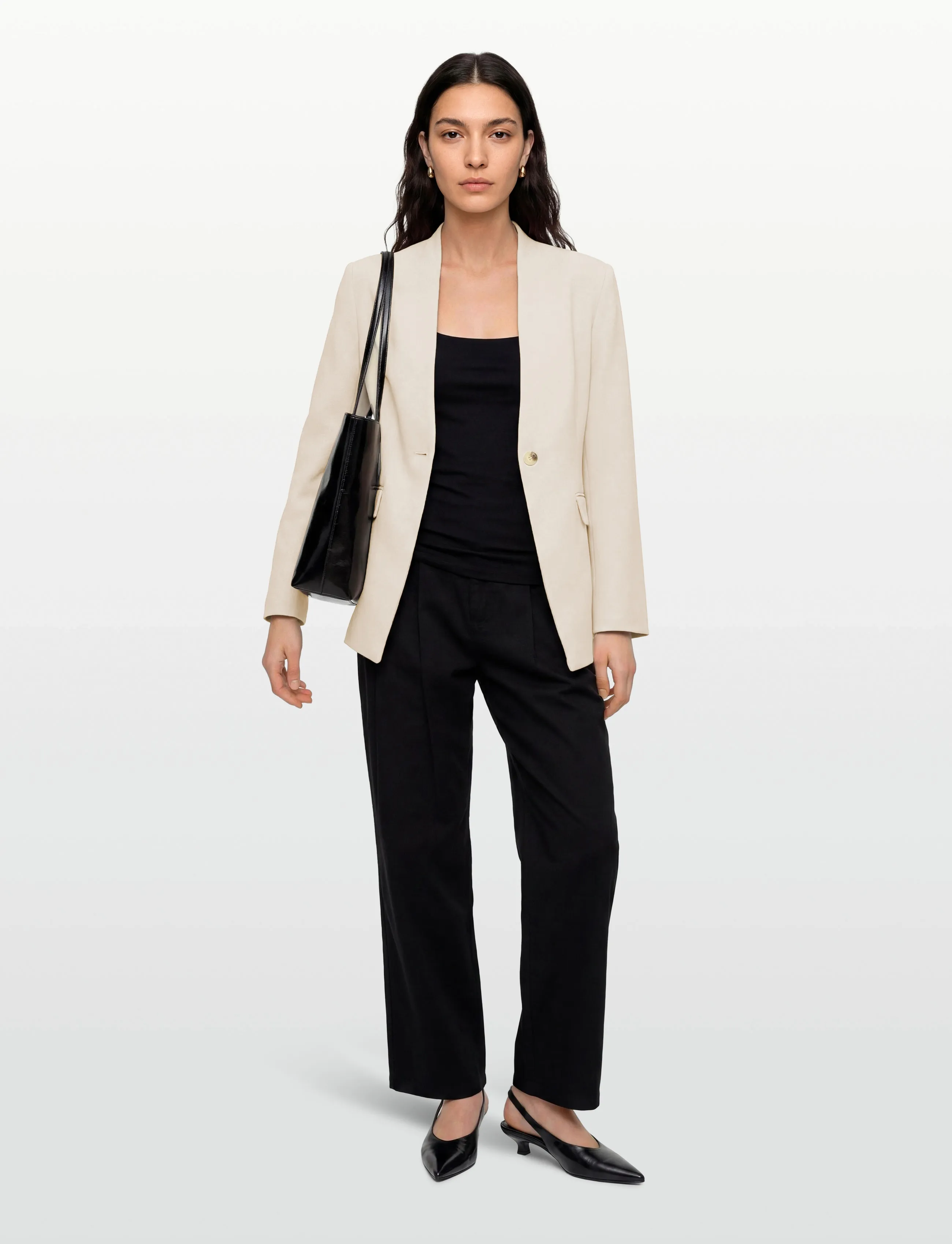 Gina Tricot Shaped Blazer, 34, Creme - Single Breasted Frauen