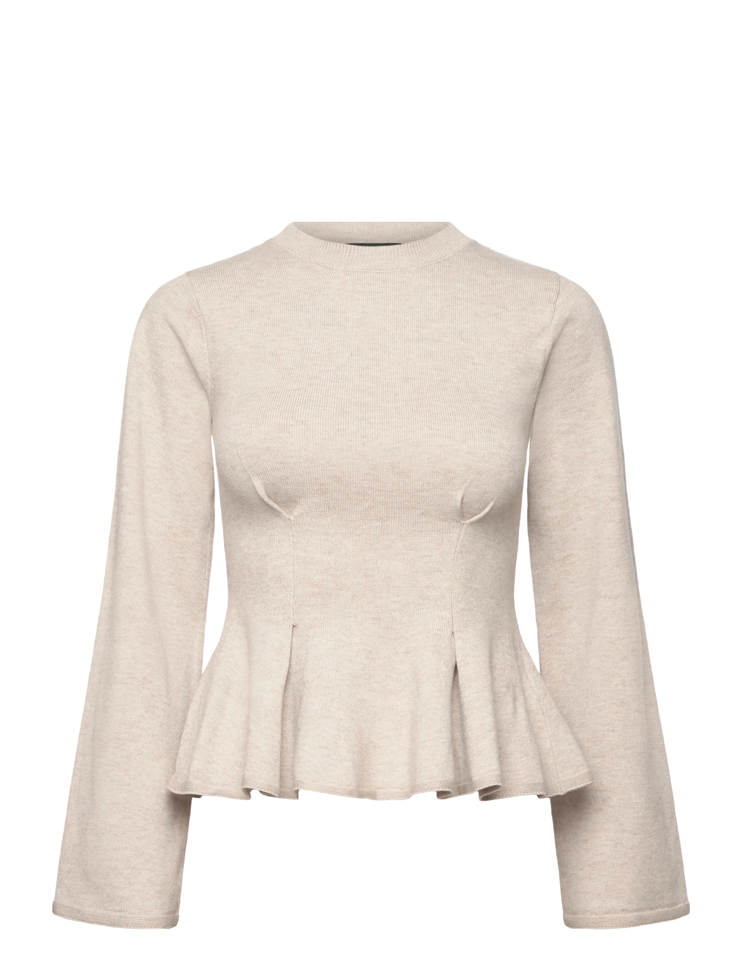 Gina Tricot Knitted Peplum Top, XL, Beige, T-Shirts & Toppe > Langærmede, Dame