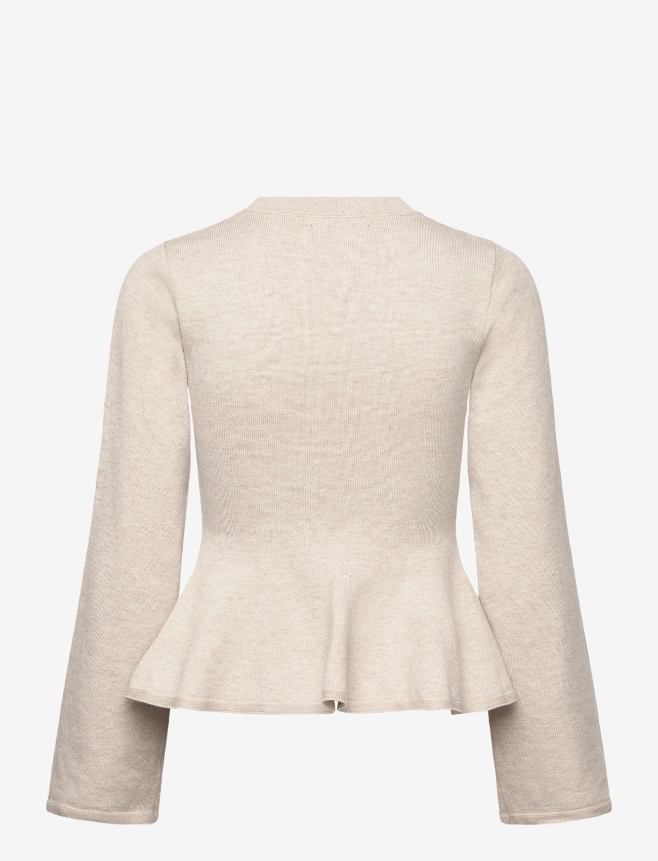 Gina Tricot - Knitted peplum top - långärmade toppar - beige melange (1186) - 1