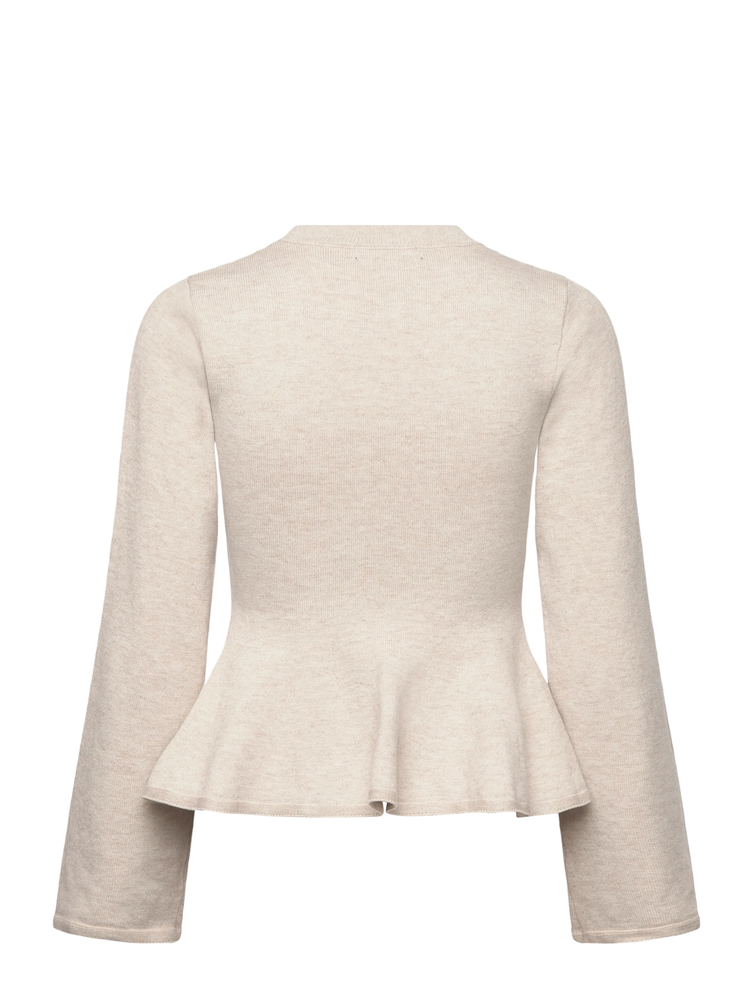 Gina Tricot - Knitted peplum top - langärmlige tops - beige melange (1186) - 1