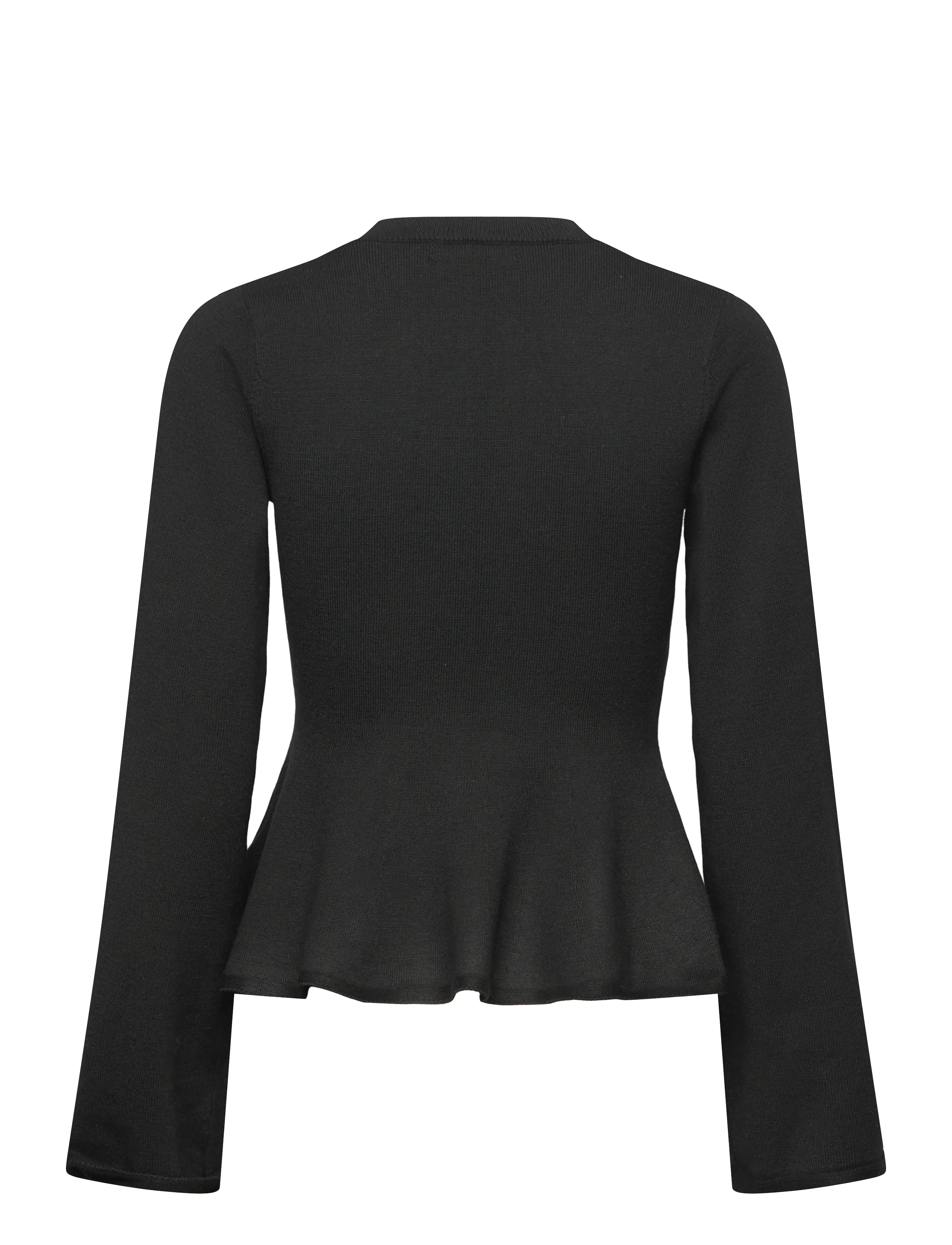 Gina Tricot - Knitted peplum top - langærmede toppe - black (9000) - 1
