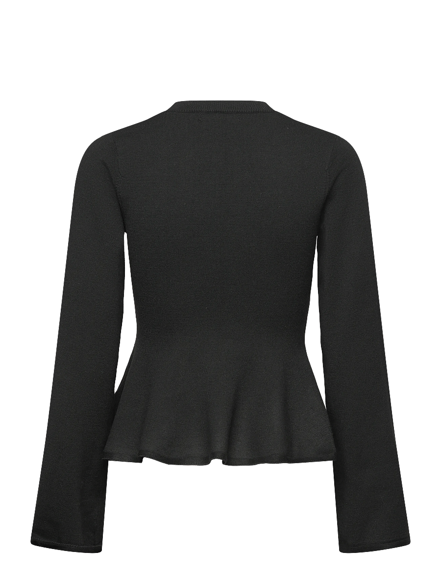 Gina Tricot - Knitted peplum top - langærmede toppe - black (9000) - 1