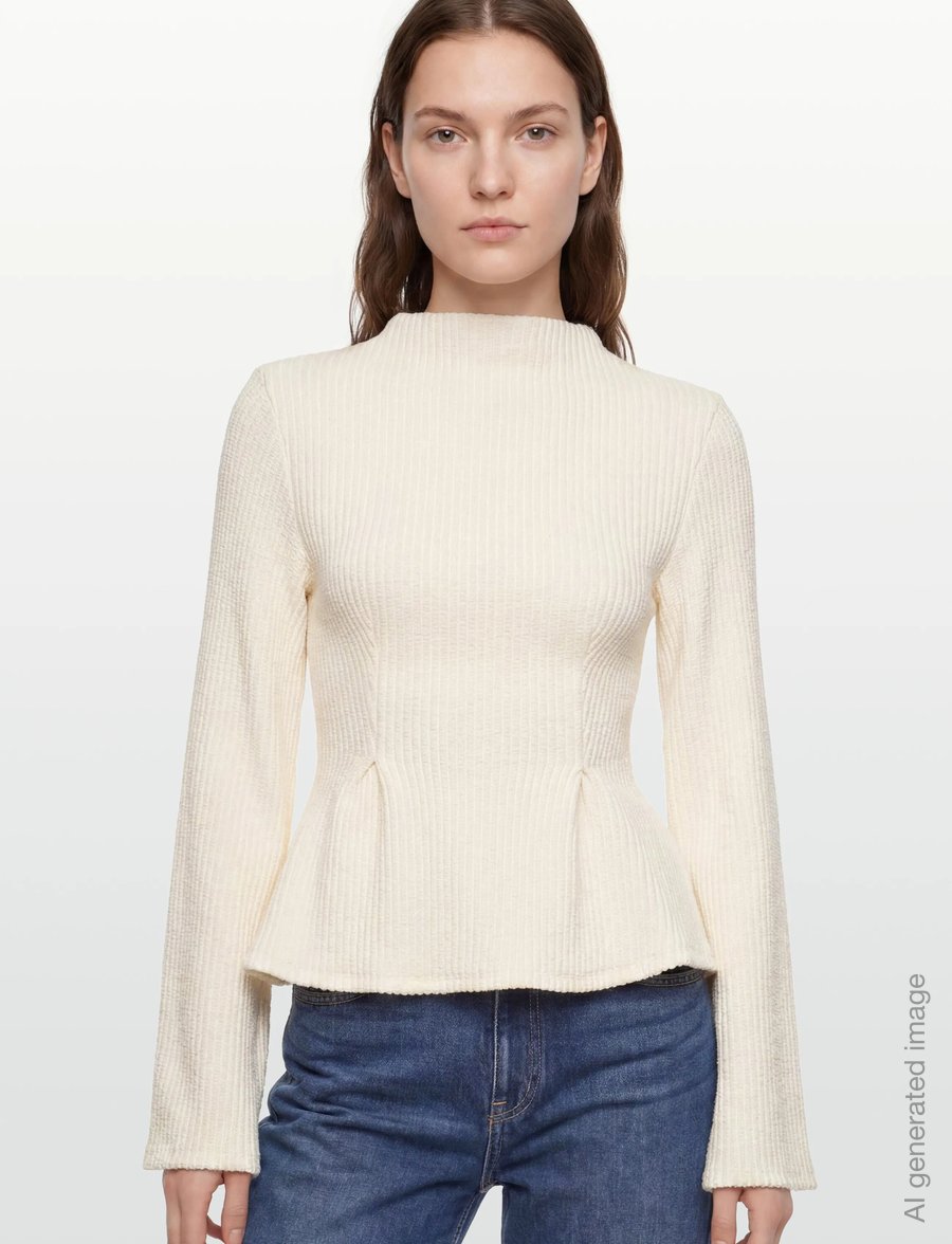 Gina Tricot - Peplum top - striktrøjer - egret (1144) - 3