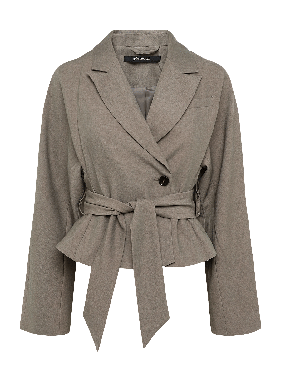 Gina Tricot - Shaped blazer - vööga pintsakud - taupe (7177) - 0