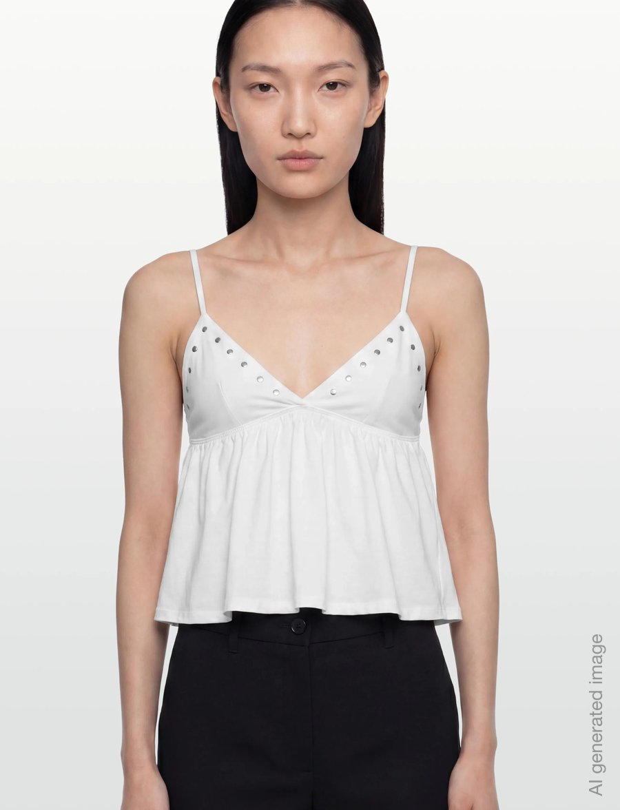 Gina Tricot - Studs singlet - varrukateta topid - offwhite (1420) - 3