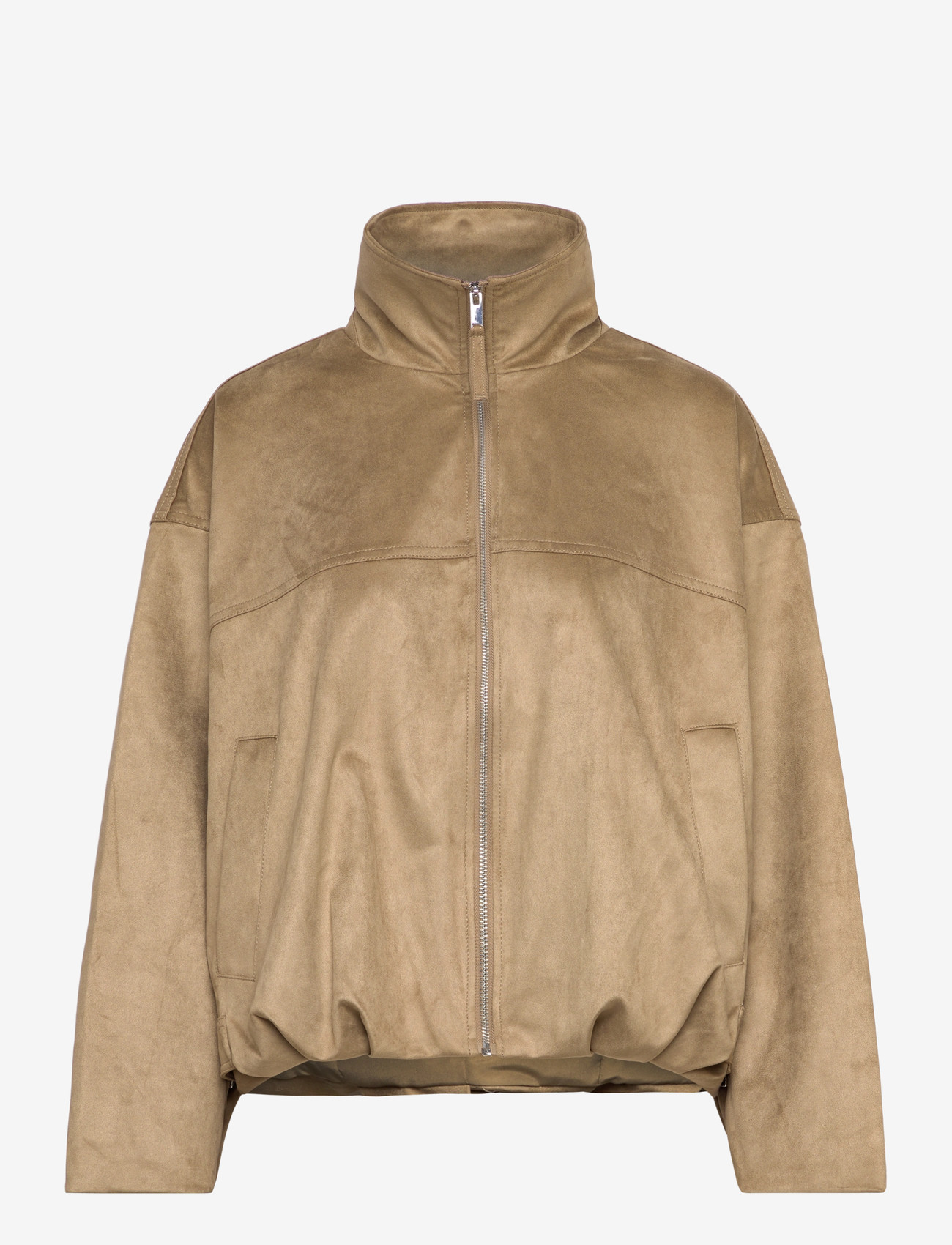 Gina Tricot - Faux suede high neck jacket - vårjackor - olive green (6370) - 0