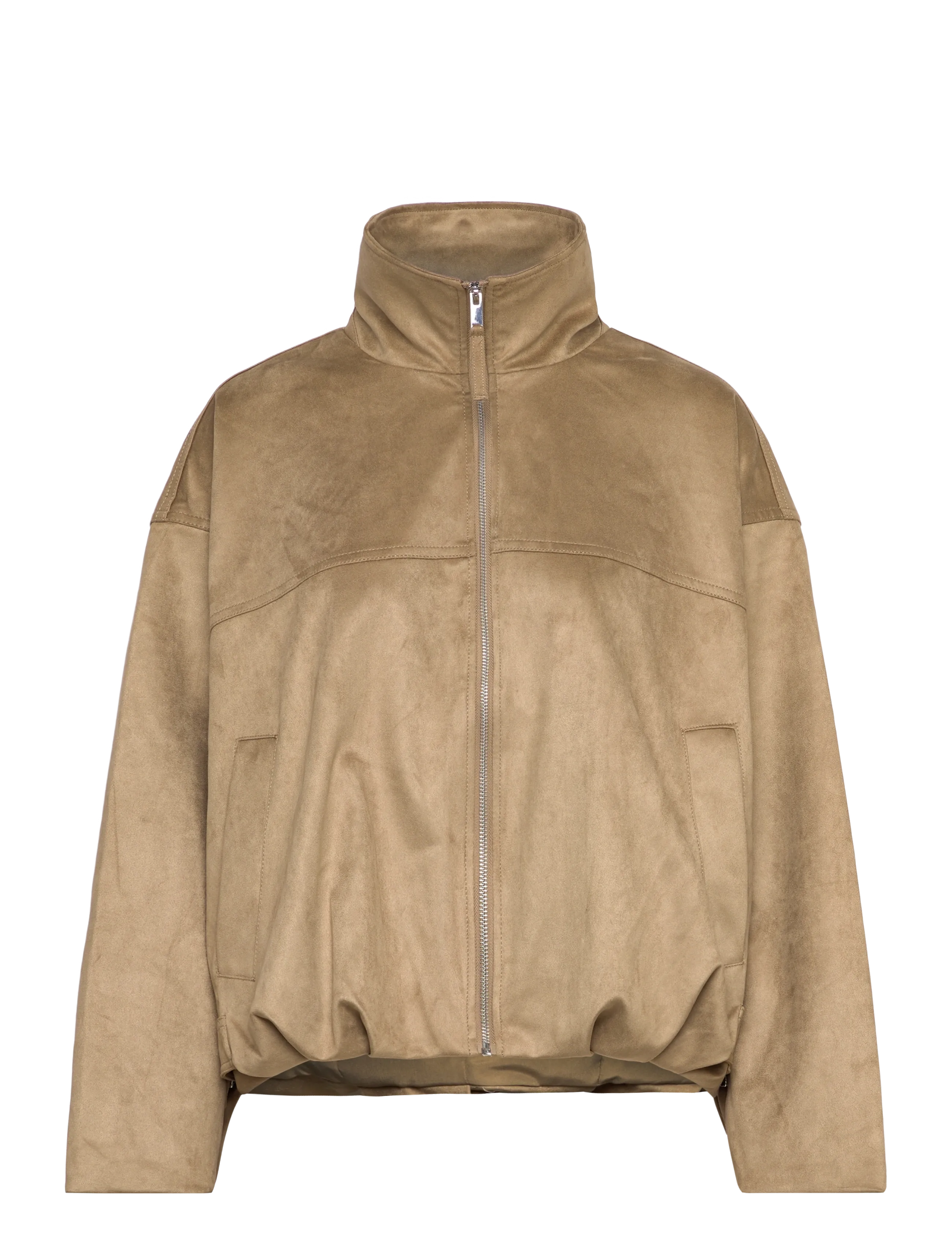 Gina Tricot Faux suede high neck jacket - Mode trends - OLIVE GREEN (6370) / khaki/green