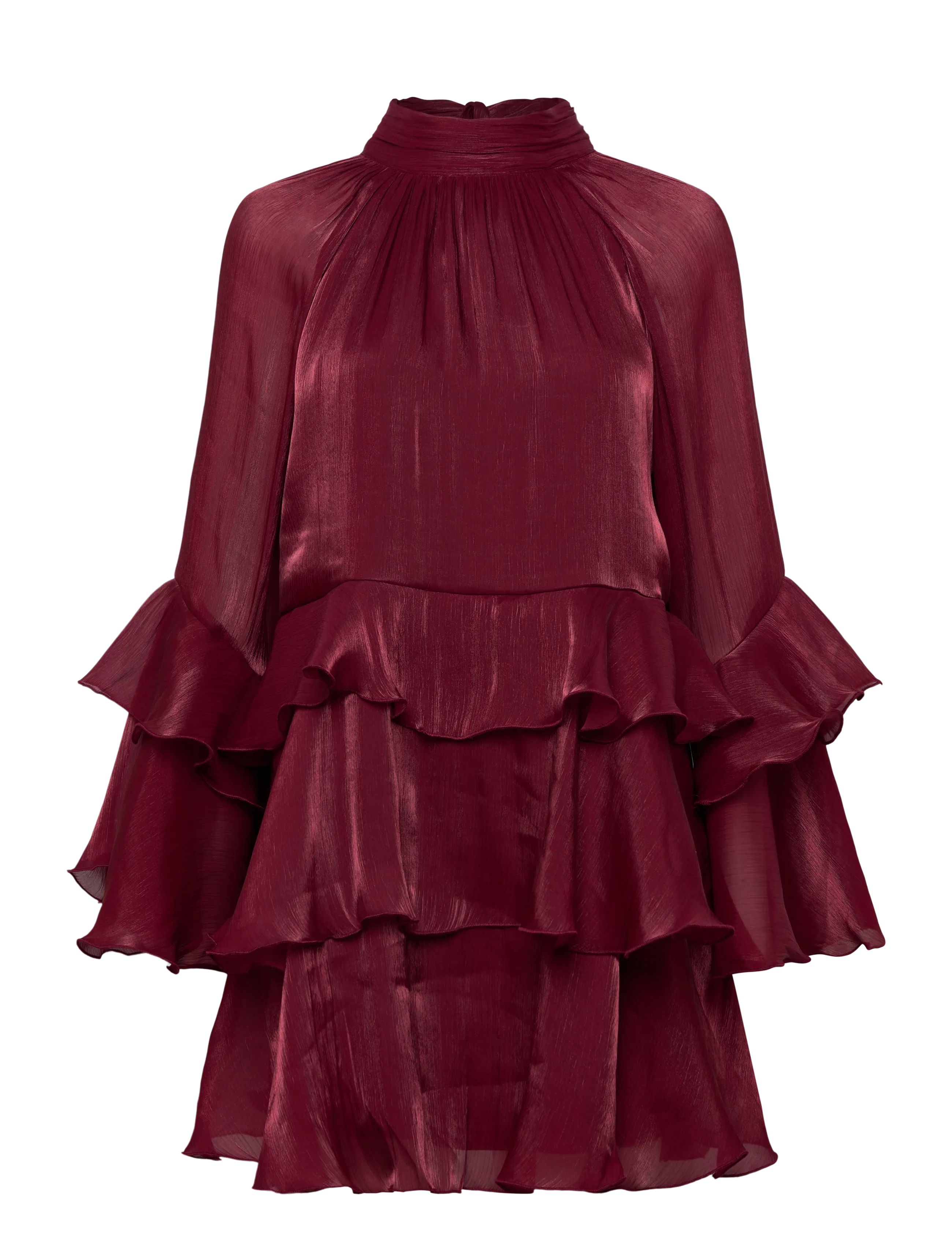 Flowy frill mini dress - BURGUNDY (4670)