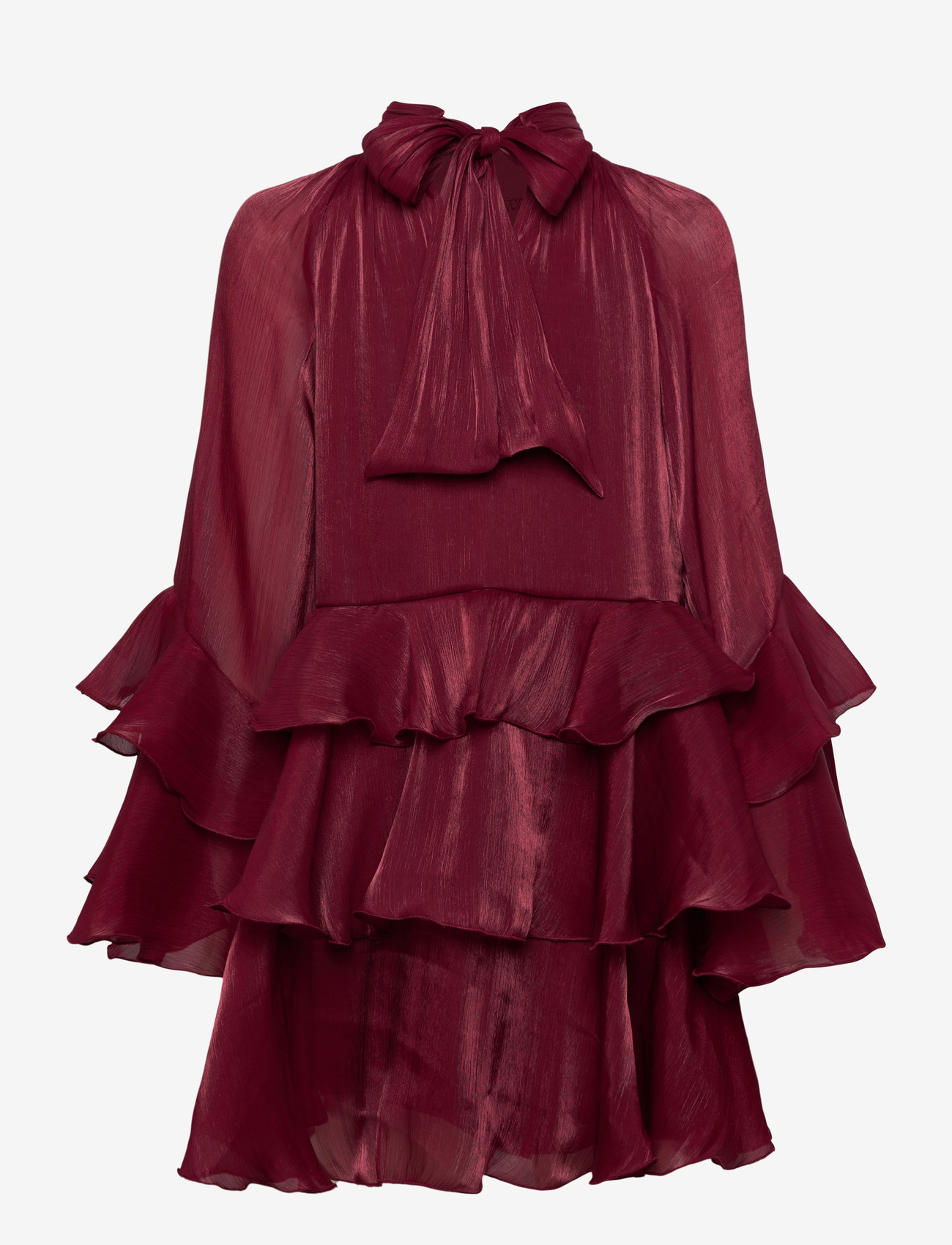 Gina Tricot - Flowy frill mini dress - robes de fête - burgundy (4670) - 1