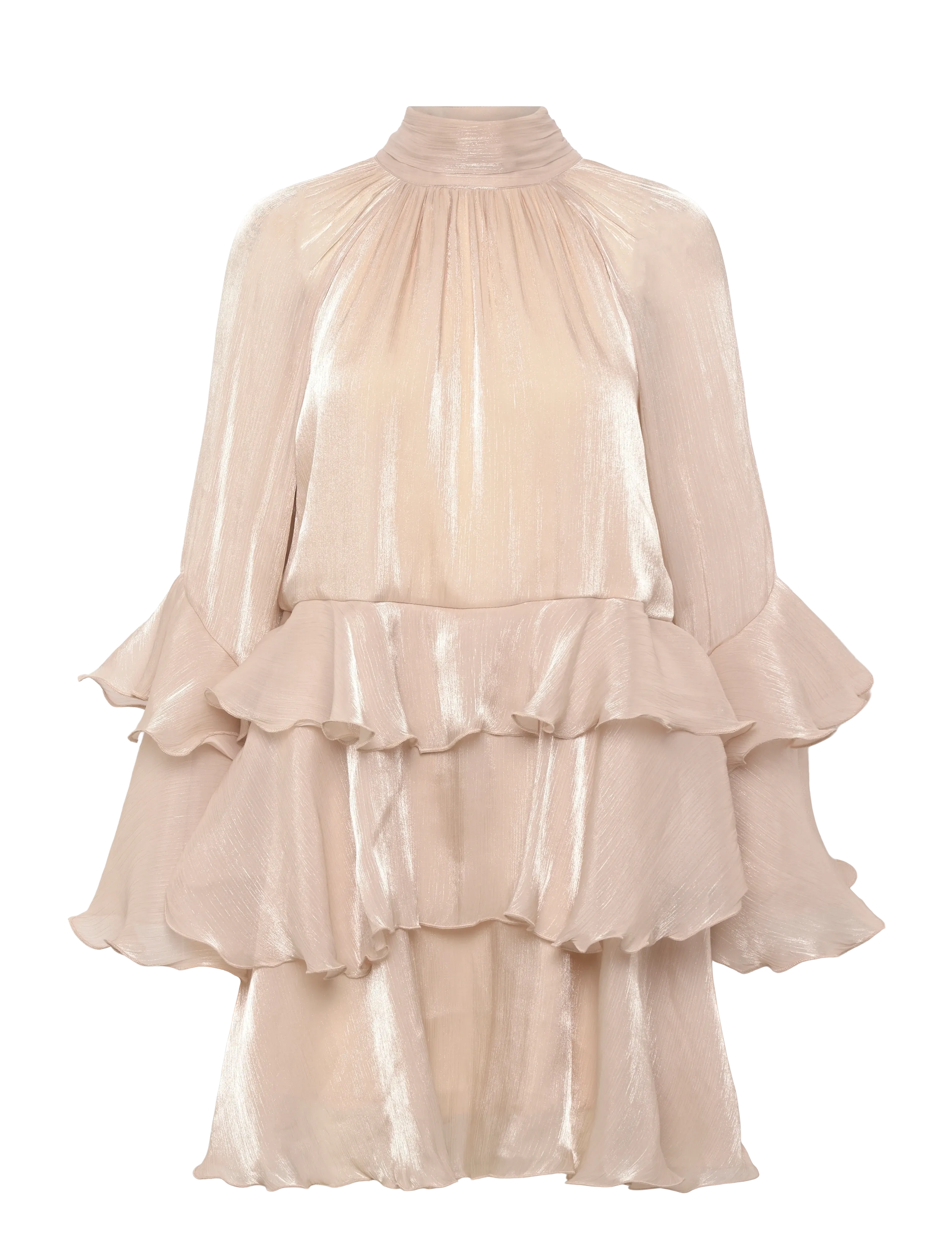 Gina Tricot Flowy Frill Mini Dress, 36, Dresses, Beige - Short Frauen