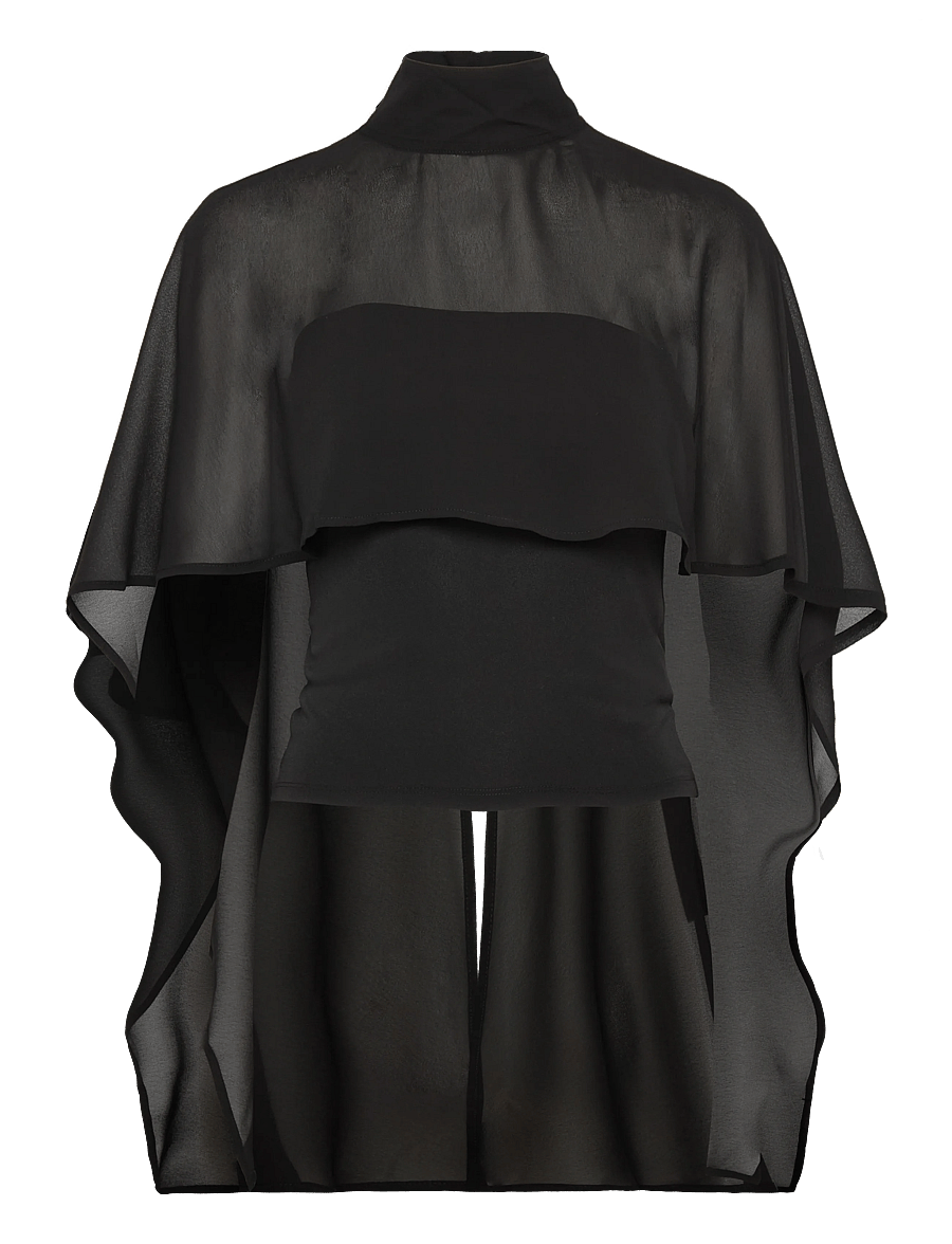 Gina Tricot - Chiffon cape top - black (9000) - 0