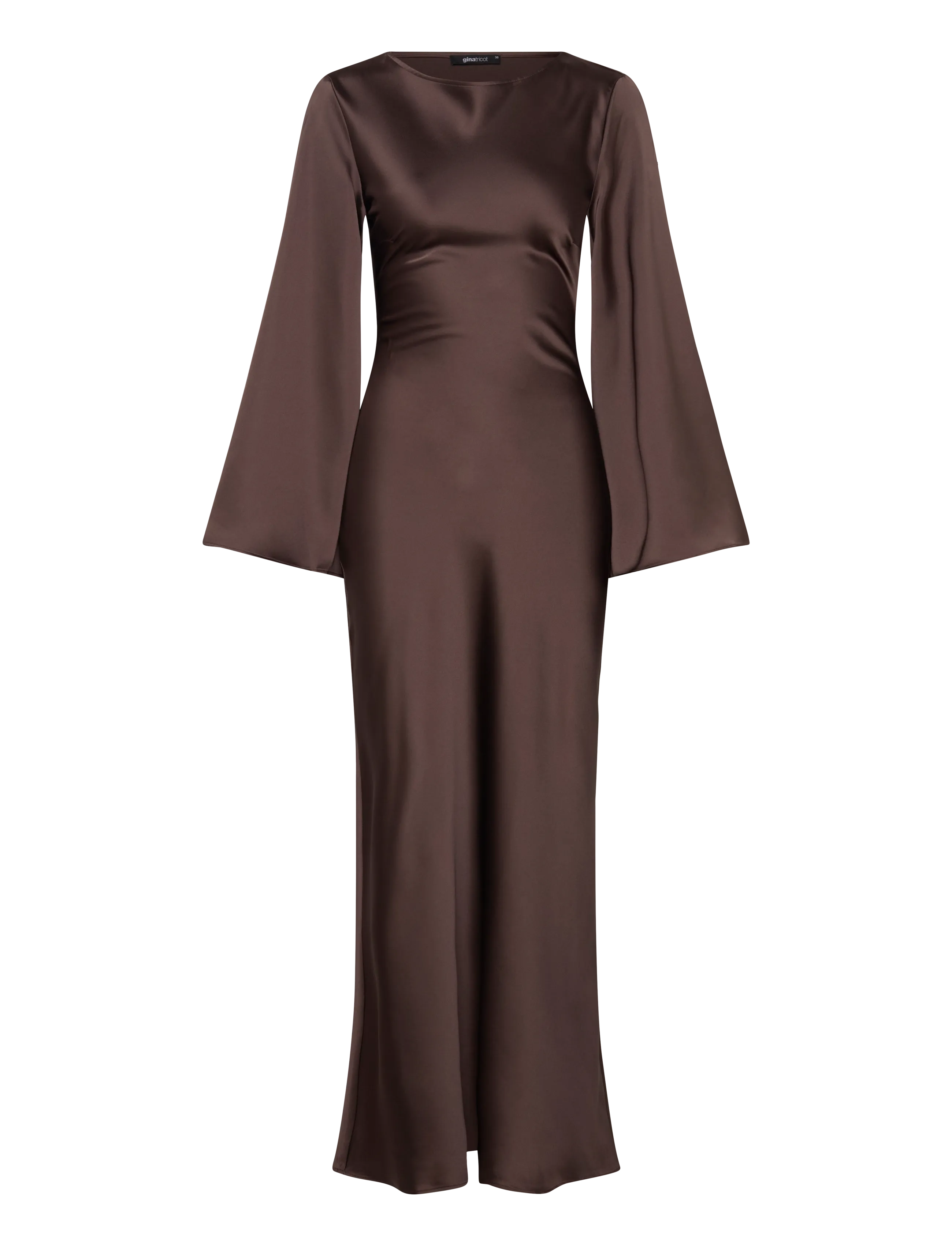 Gina Tricot - Satin wide sleeve maxi dress - maxi dresses - brown - 1
