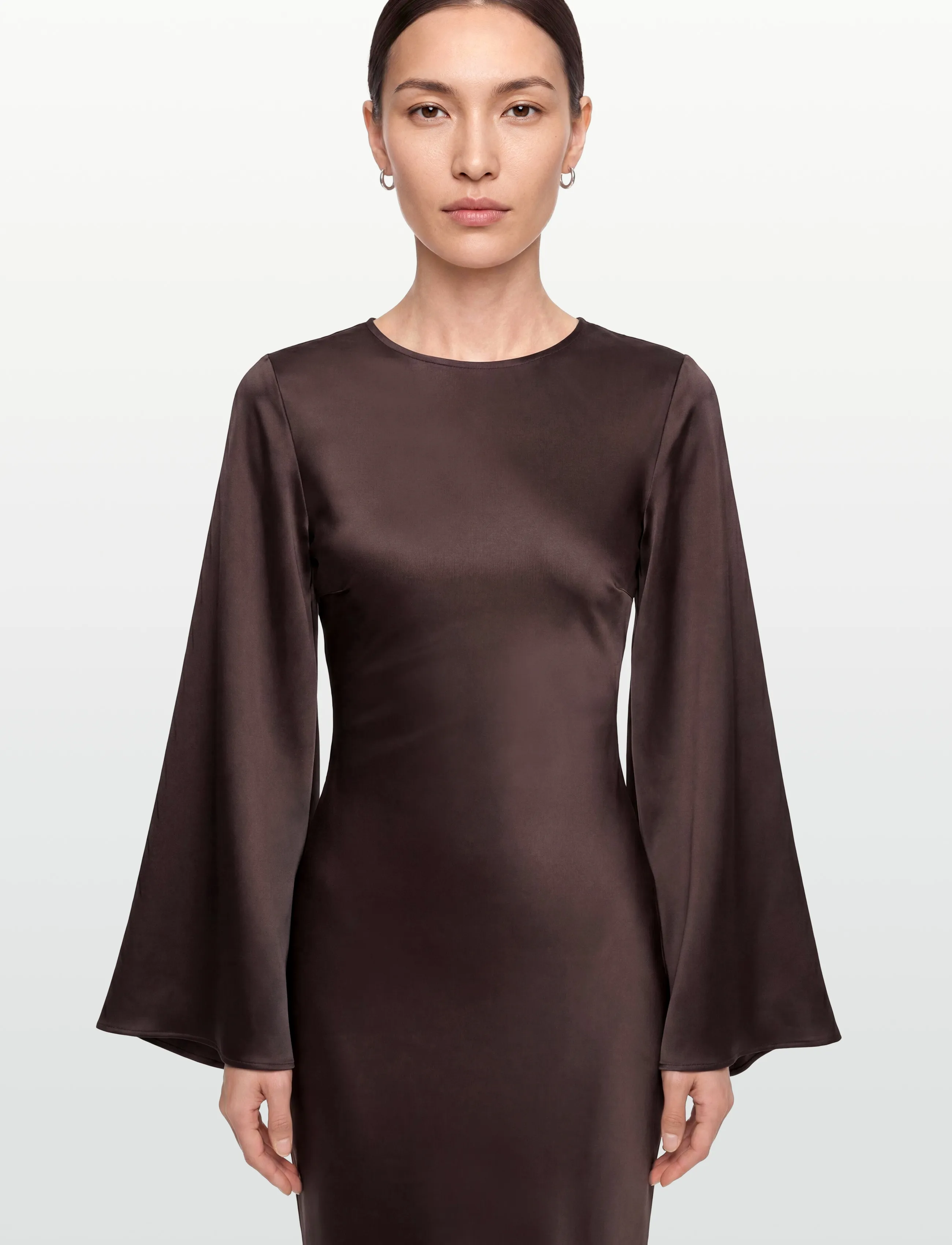 Gina Tricot - Satin wide sleeve maxi dress - maxi kjoler - brown - 3