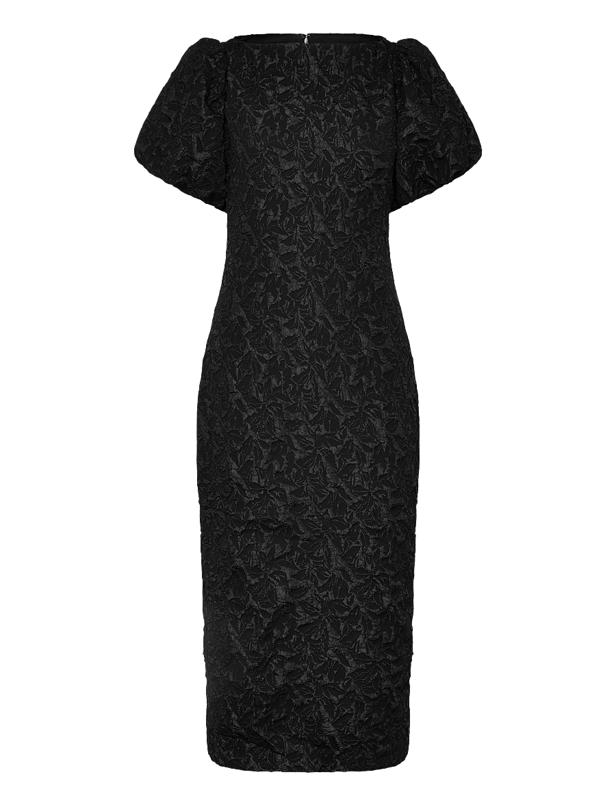 Gina Tricot - Puff sleeve midi dress - midi-jurken - black (9000) - 0