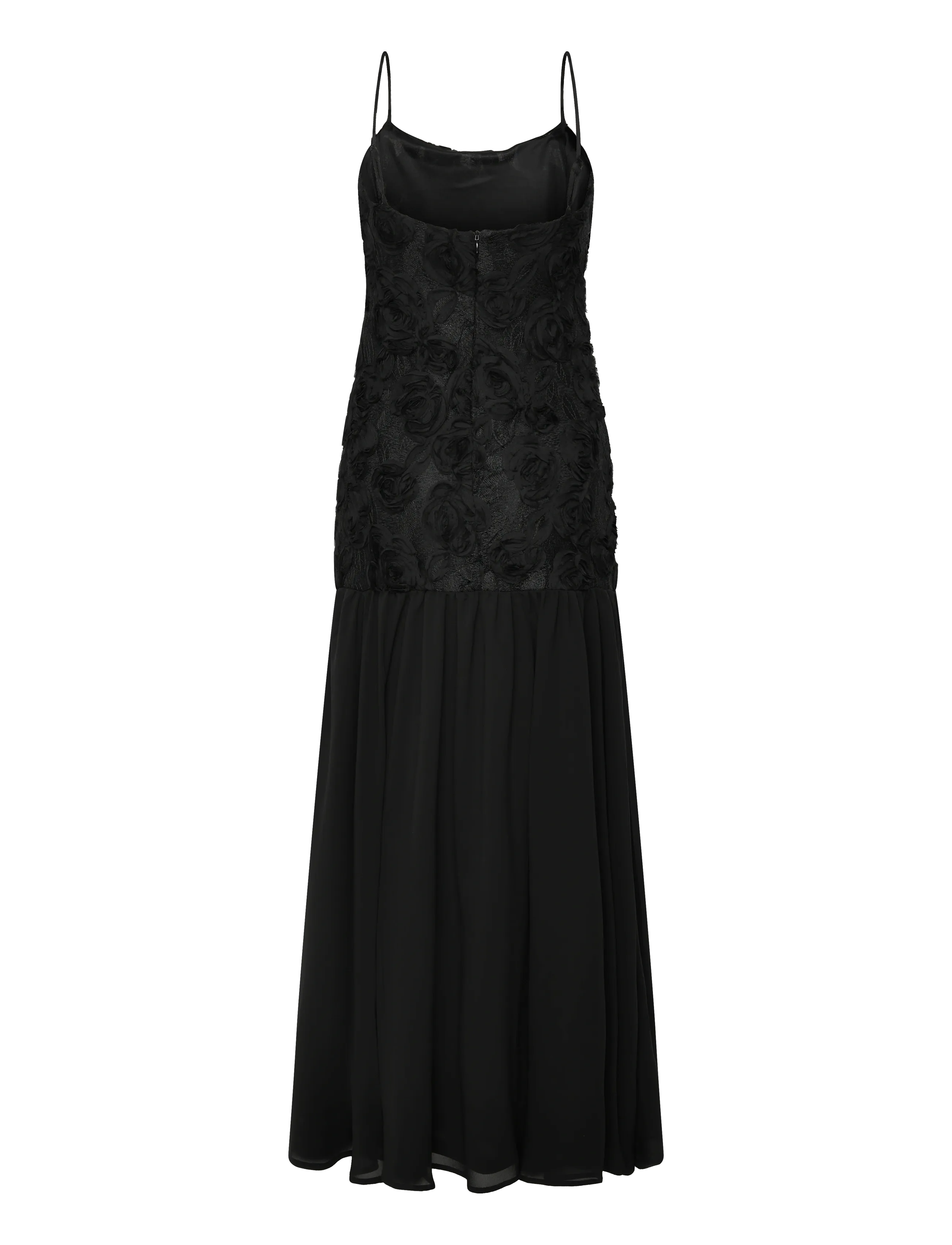Gina Tricot - Embroidery dropped waist dress - evening dresses - black (9000) - 1