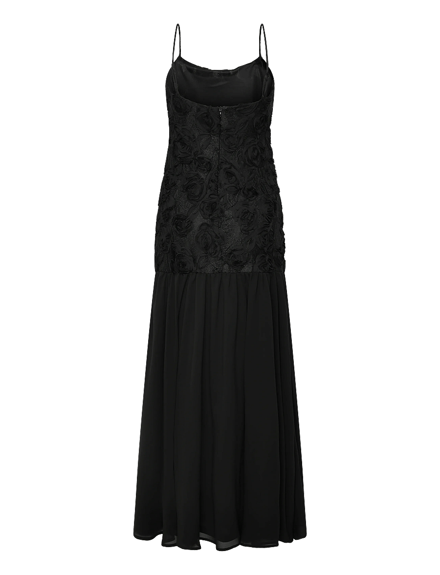 Gina Tricot - Embroidery dropped waist dress - abendkleider - black (9000) - 1