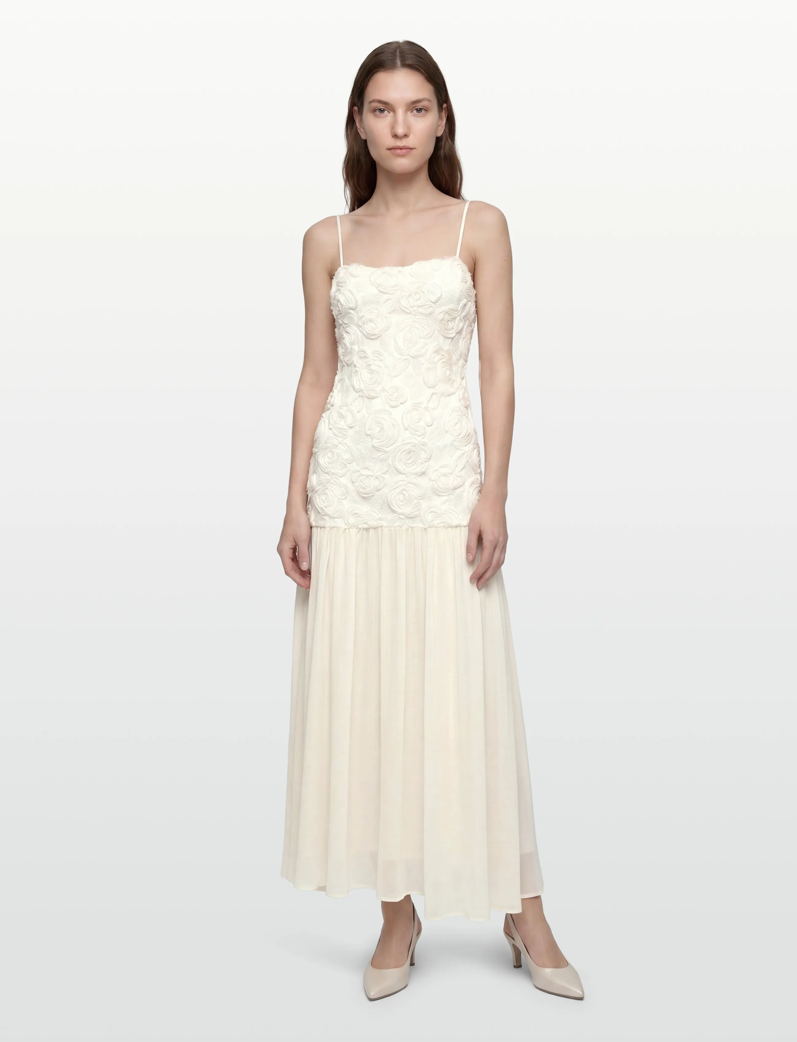 Gina Tricot Embroidery dropped waist dress - Gina Tricot - CREME (1263) / cream