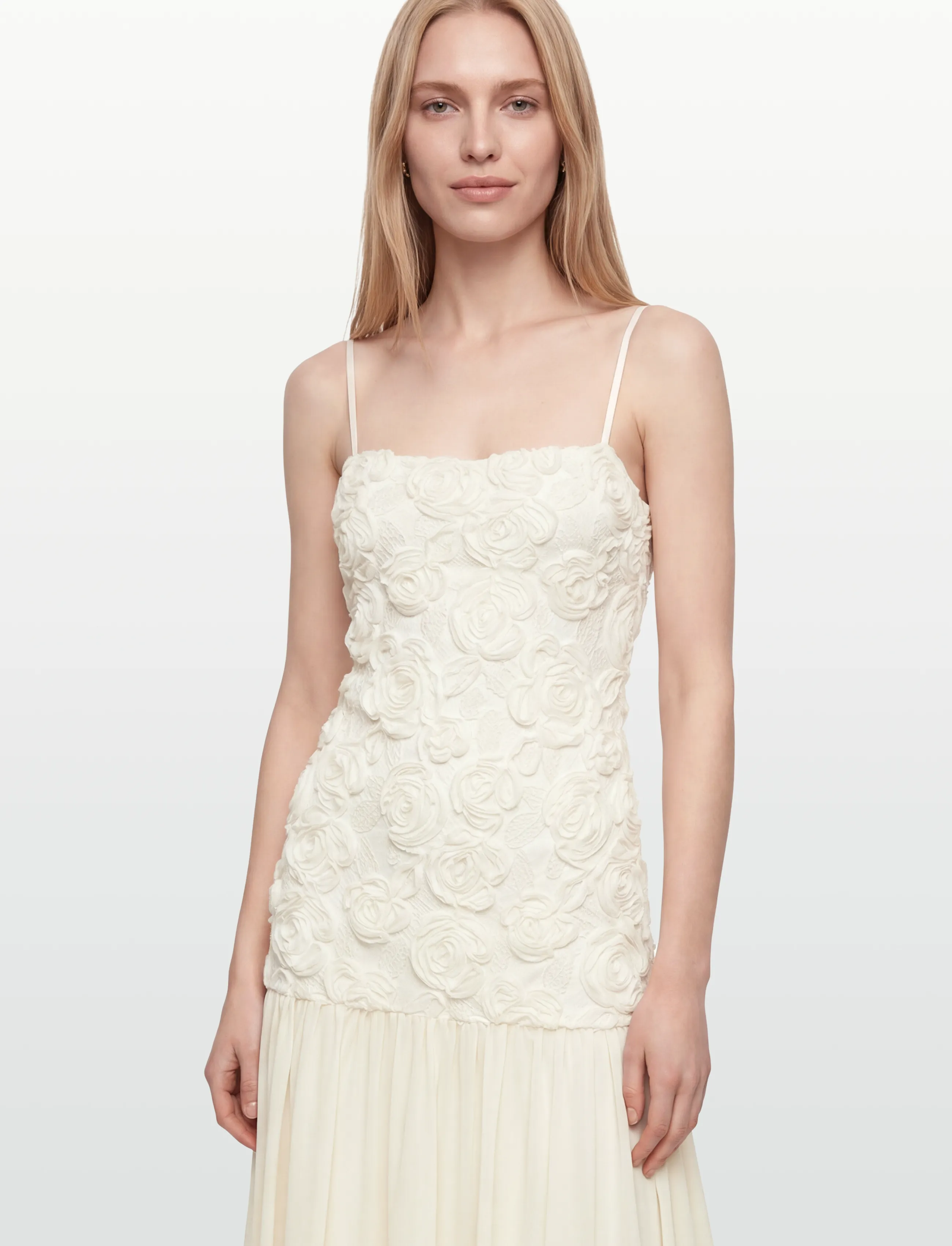 Gina Tricot - Embroidery dropped waist dress - aftenkjoler - creme (1263) - 3