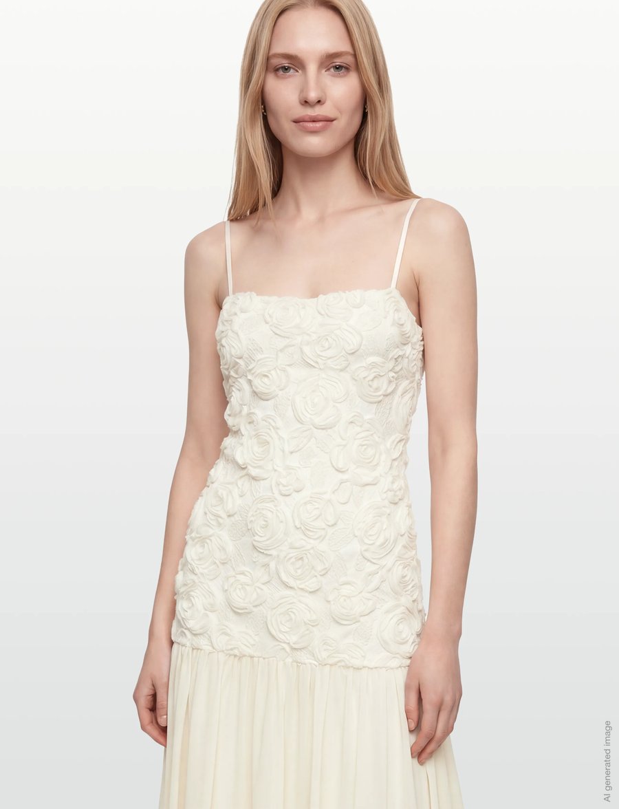 Gina Tricot - Embroidery dropped waist dress - abendkleider - creme (1263) - 3