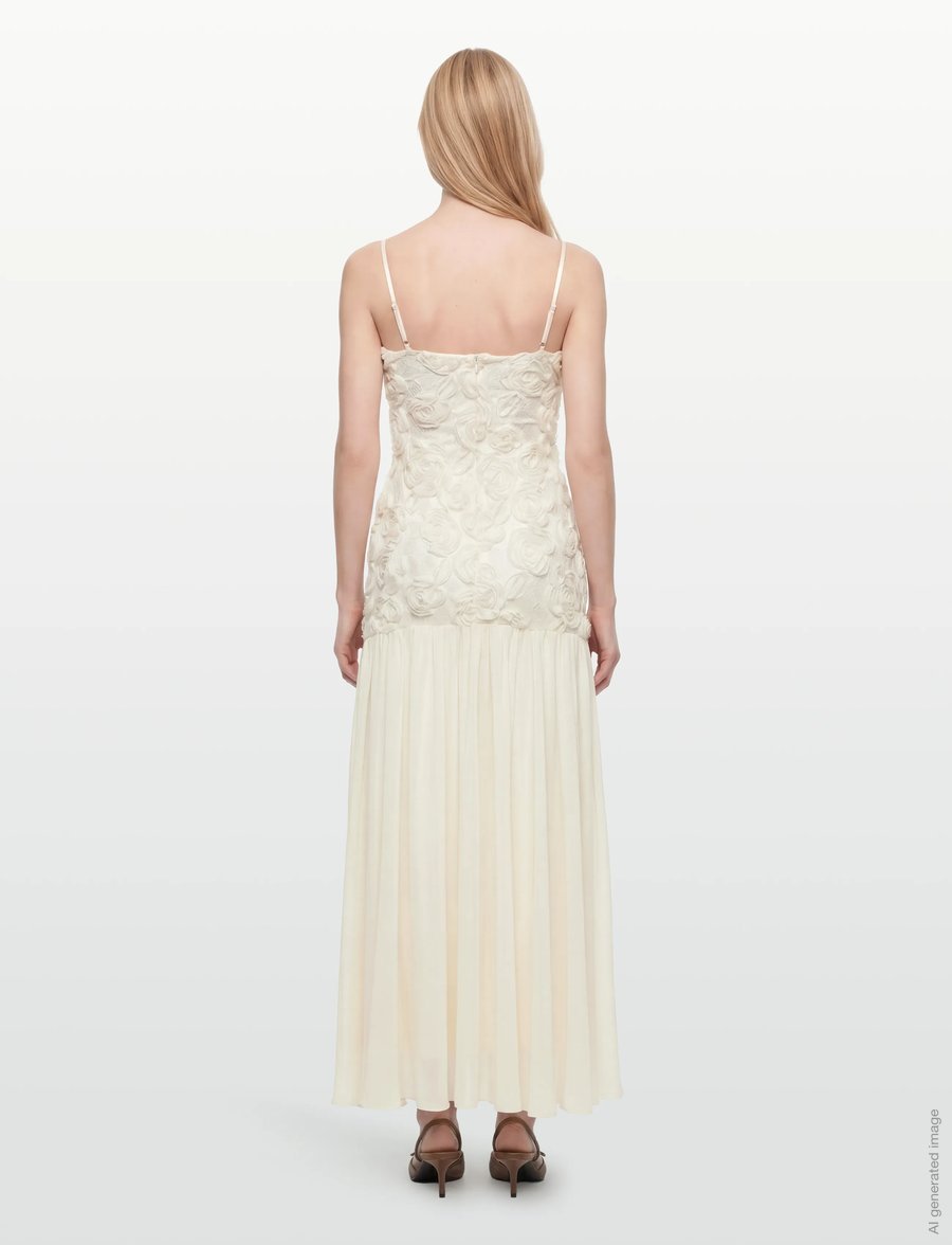 Gina Tricot - Embroidery dropped waist dress - abendkleider - creme (1263) - 4