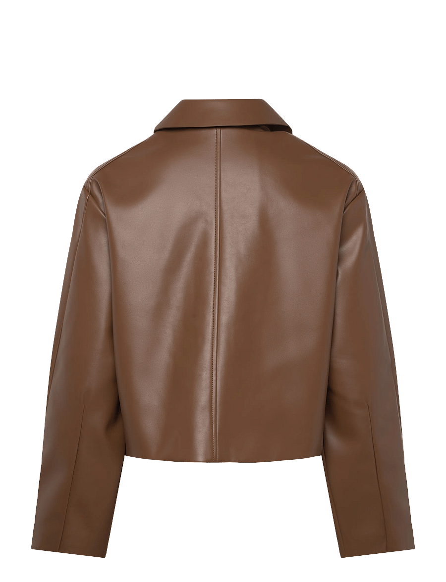 Gina Tricot - Short pu jacket - kevyet takit - warm brown (7019) - 2