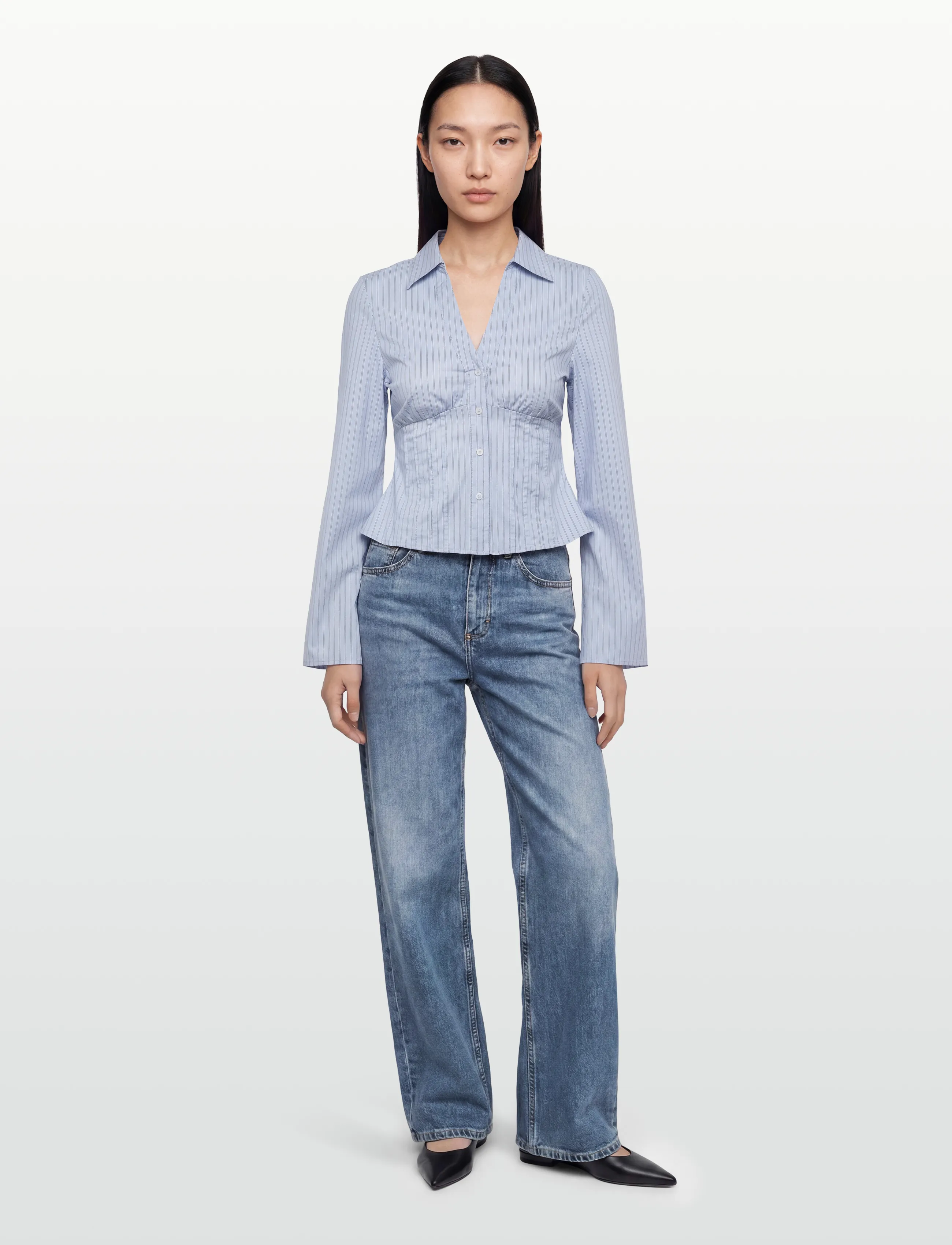Gina Tricot Shaped shirt - Hemden - BLUE STRIPE / blue