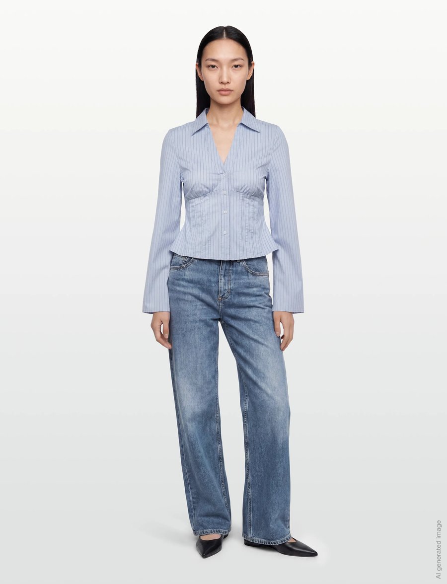 Gina Tricot - Shaped shirt - blue stripe - 0