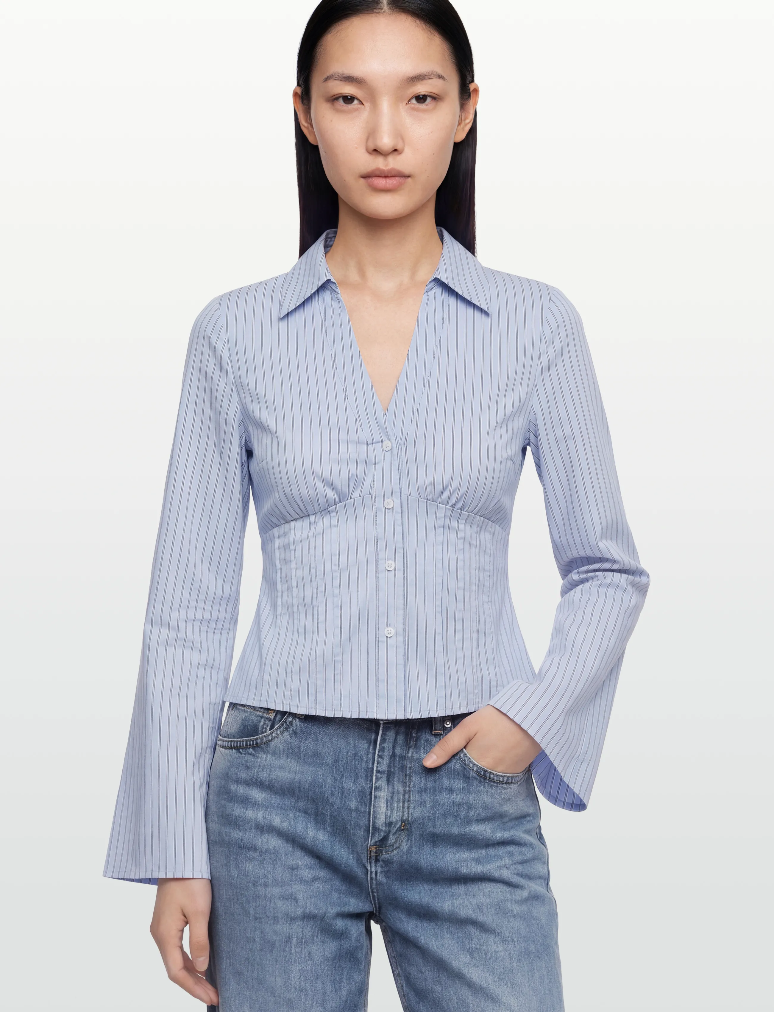 Gina Tricot - Shaped shirt - pikkade varrukatega särgid - blue stripe - 3