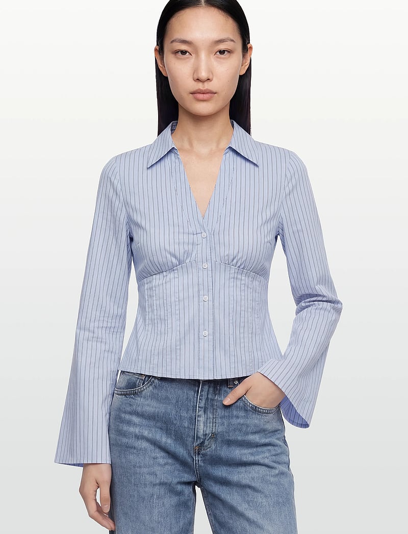 Gina Tricot - Shaped shirt - langärmlige hemden - blue stripe - 3