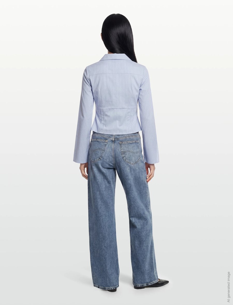 Gina Tricot - Shaped shirt - blue stripe - 4