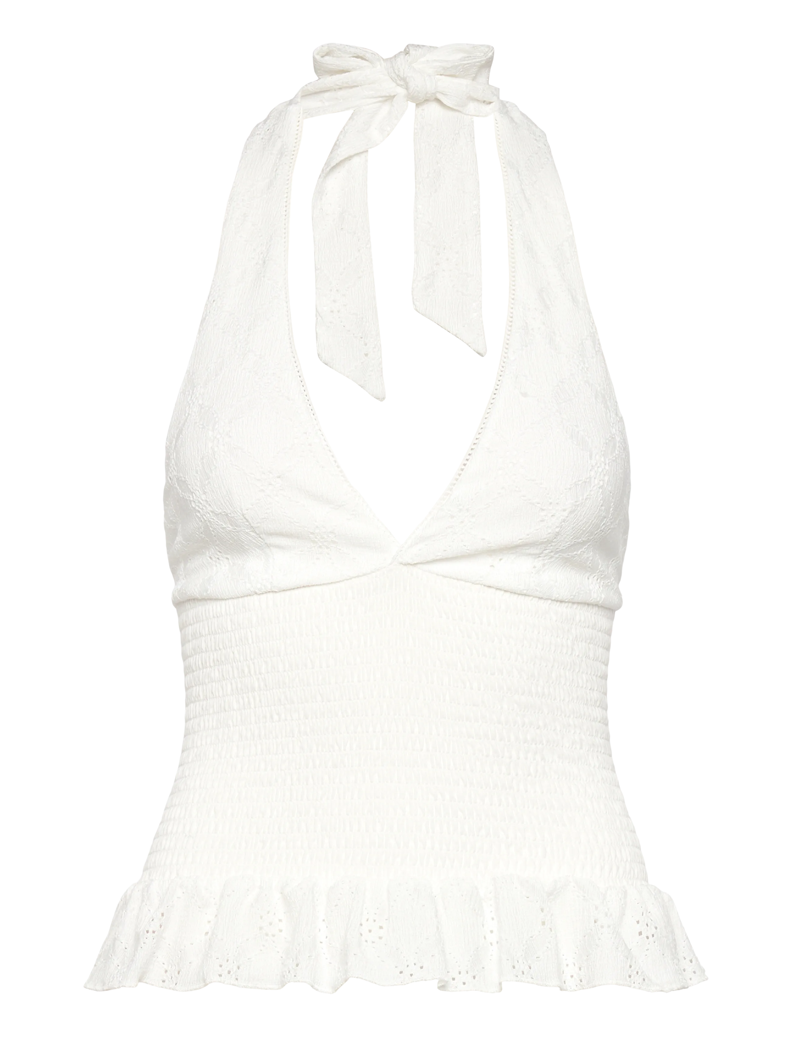 Gina Tricot Broderie anglaise top - Kläder - OFFWHITE (1420) / white