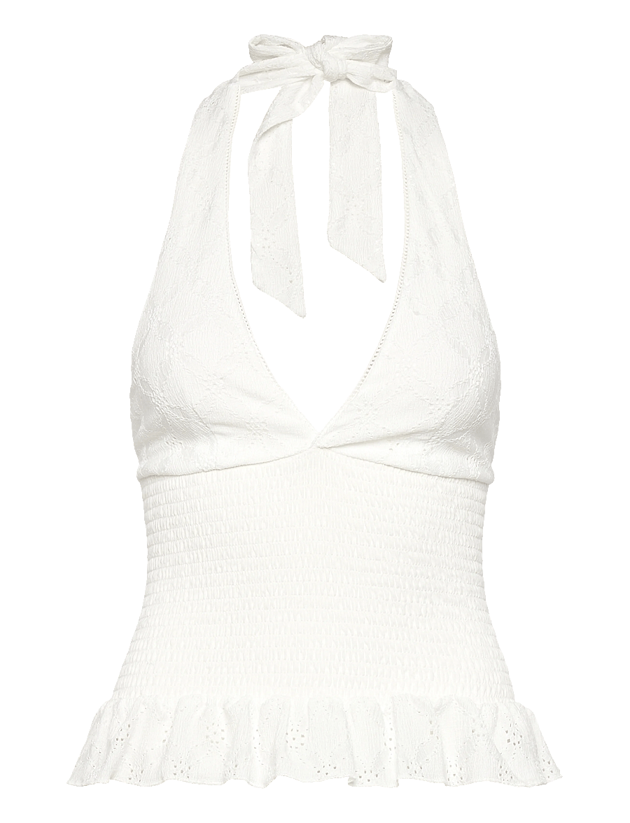 Gina Tricot - Broderie anglaise top - crop tops - offwhite (1420) - 1