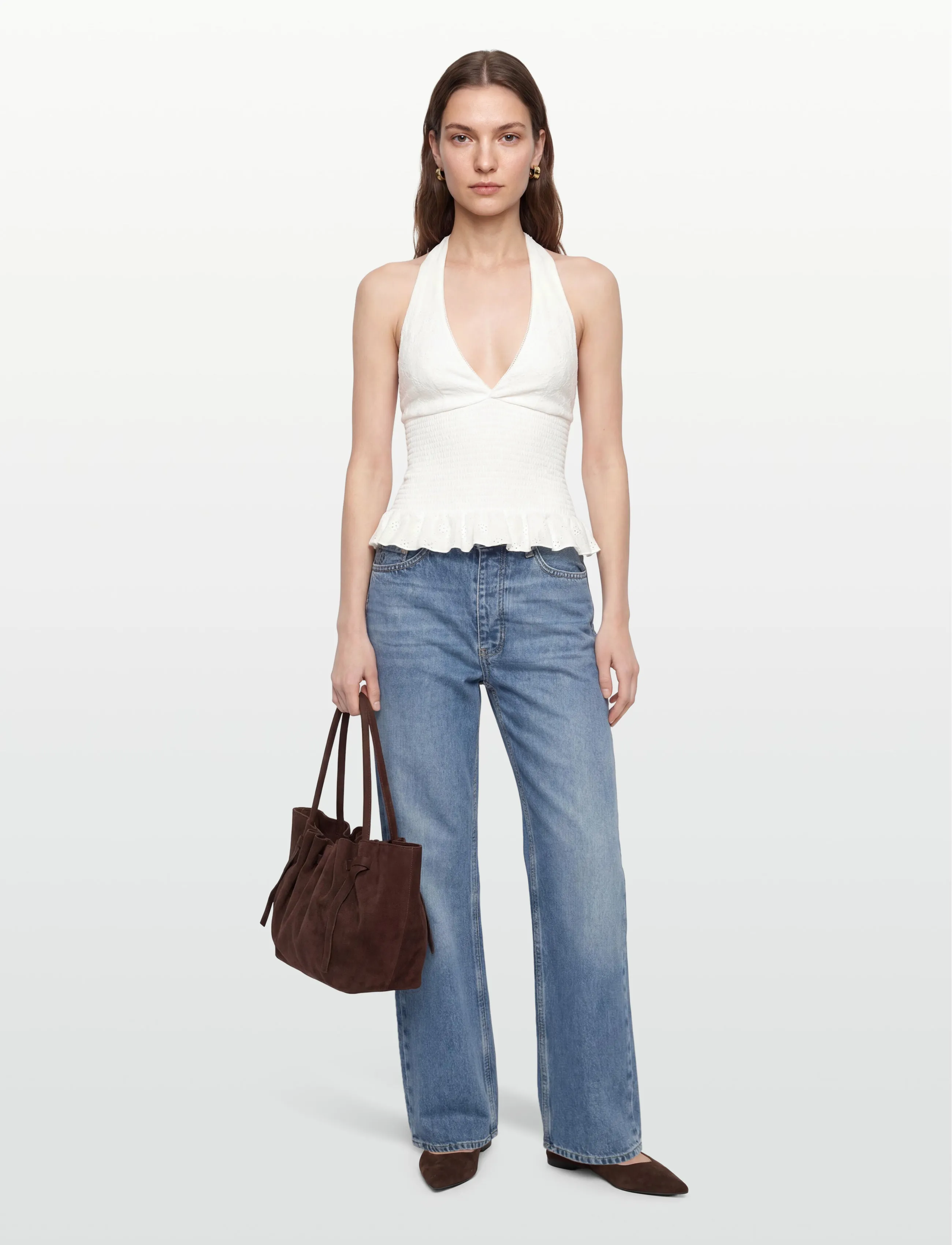 Gina Tricot Broderie anglaise top - T-särgid ja alussärgid - OFFWHITE (1420) / white