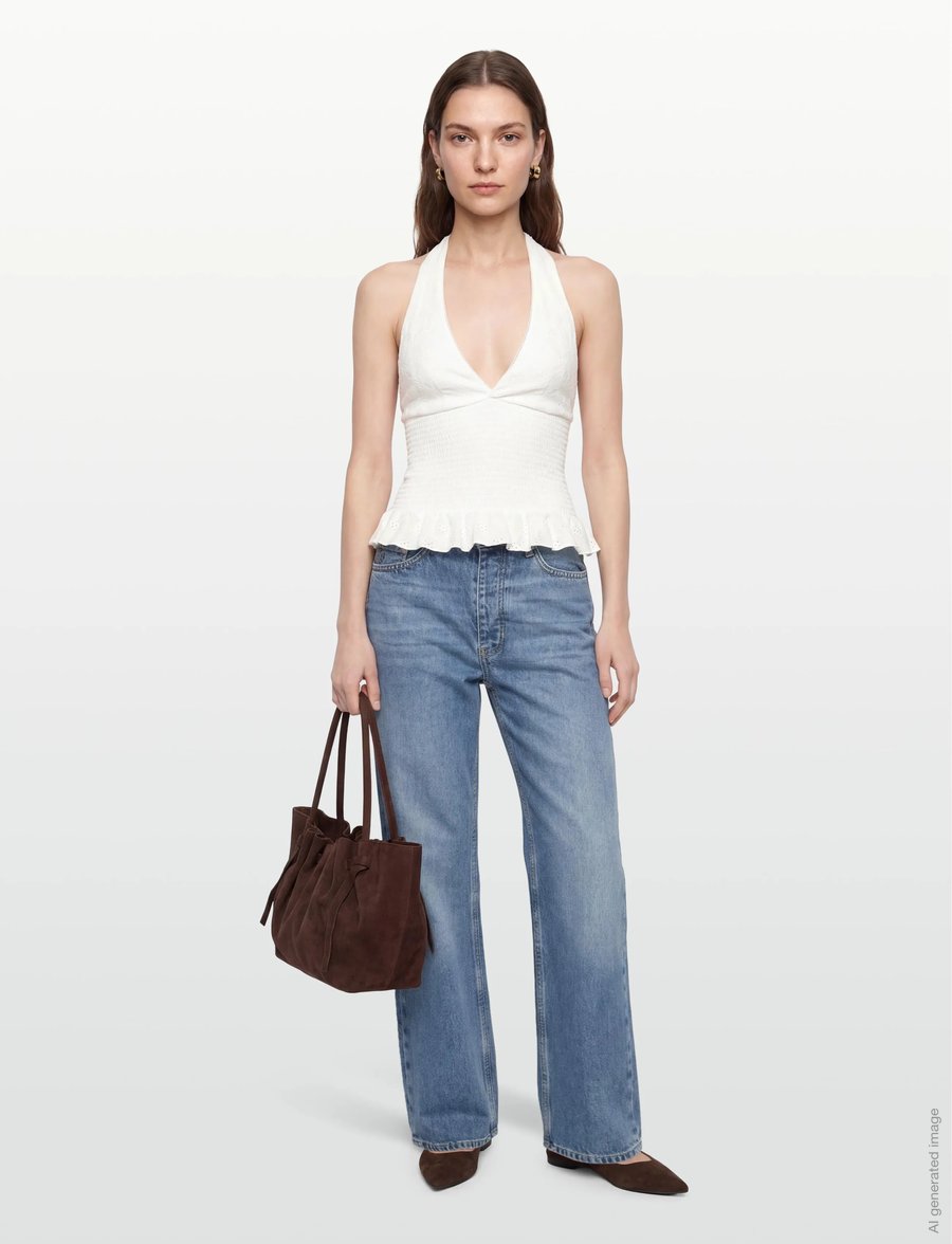 Gina Tricot - Broderie anglaise top - crop tops - offwhite (1420) - 0